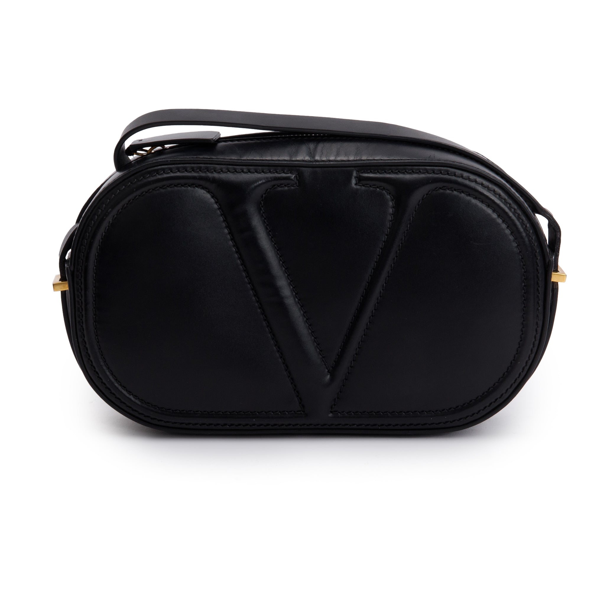 Valentino Black Calfskin Leather Vlogo Walk Crossbody Bag
