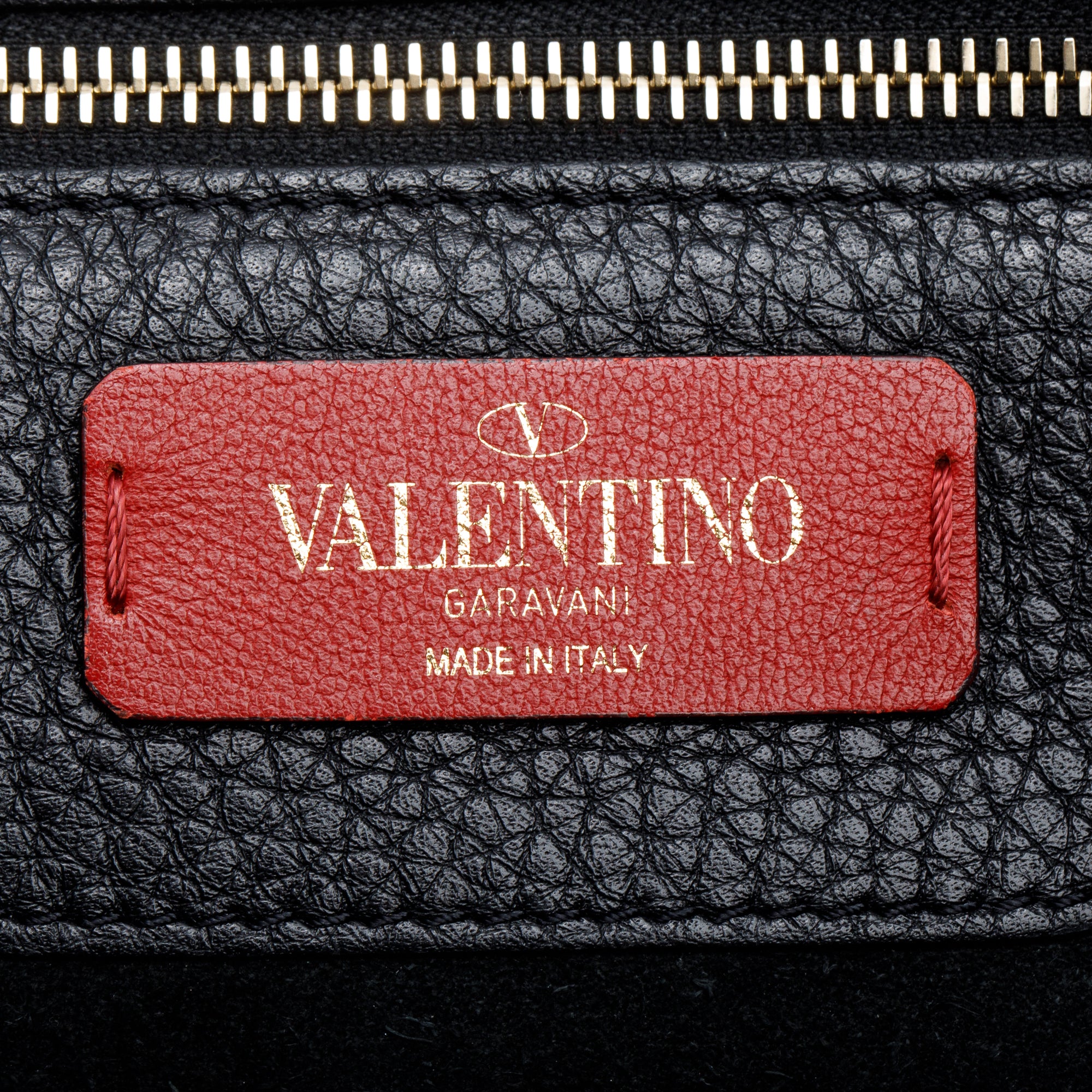 Valentino Black Grained Calfskin Large Rockstud Tote