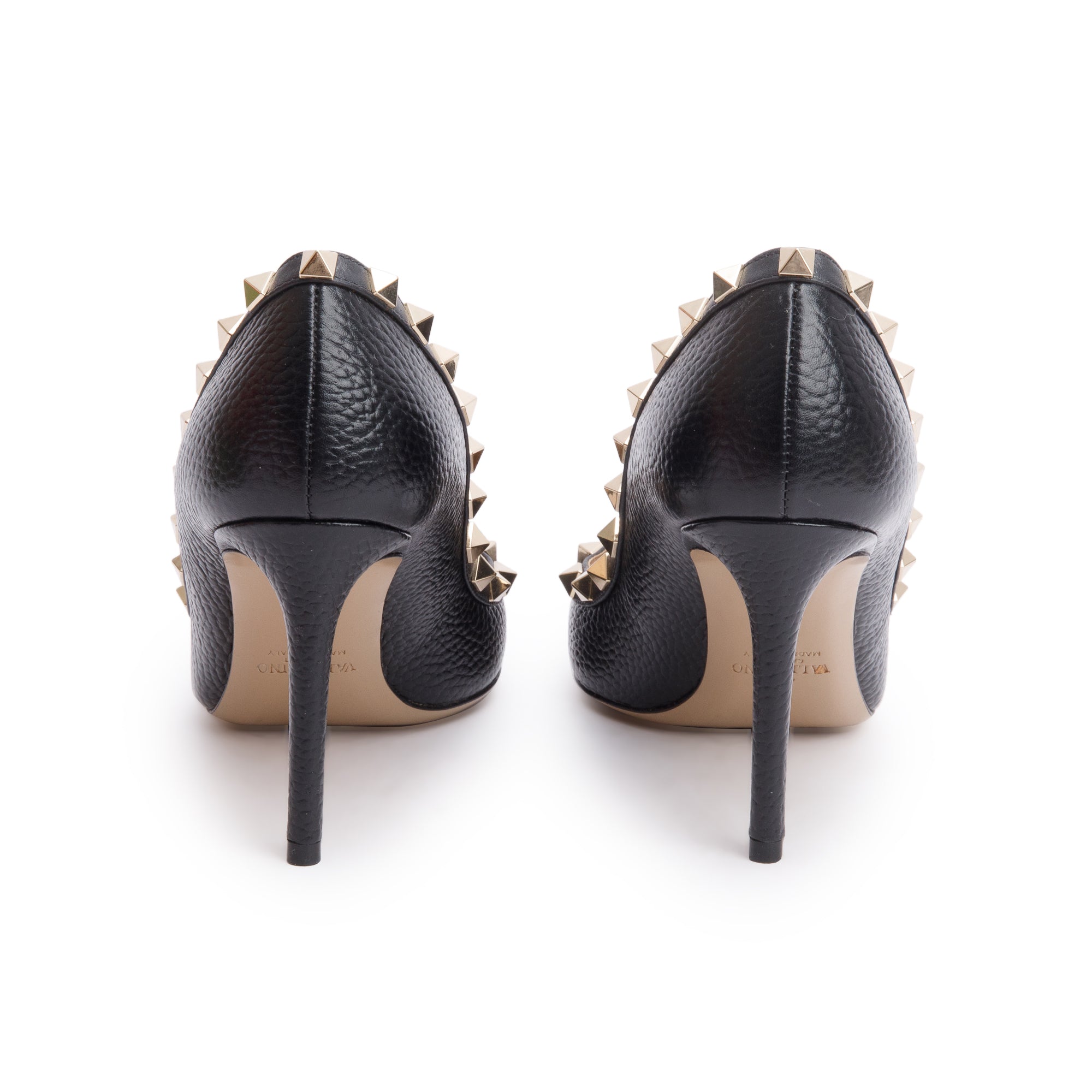 Valentino Black Leather Rockstud Pointed Toe Pumps, Size 36 w/ Box