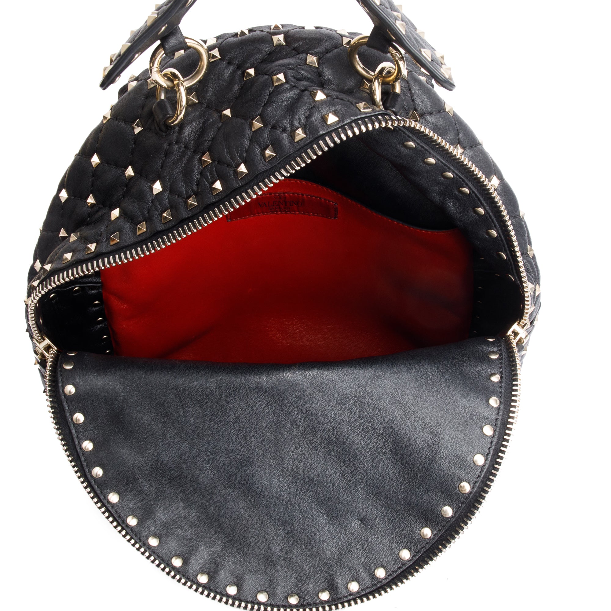 Valentino Black Leather Rockstud Spike Small Backpack