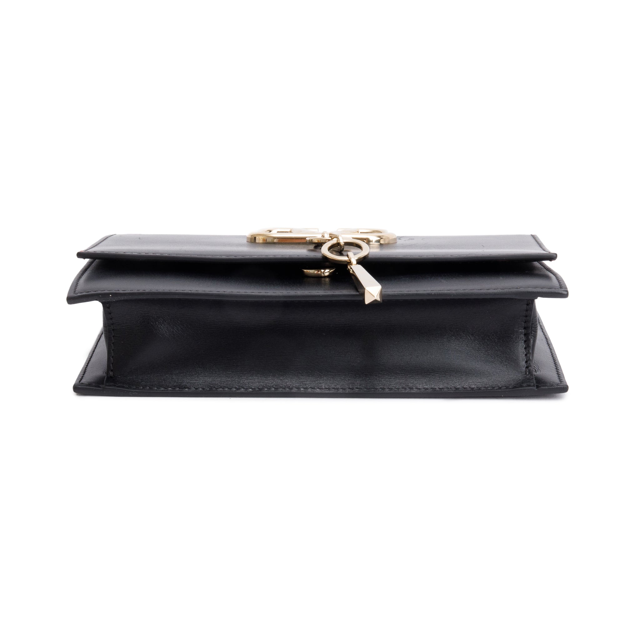 Valentino Black Smooth Calfskin Leather Vcase Chain Shoulder Bag