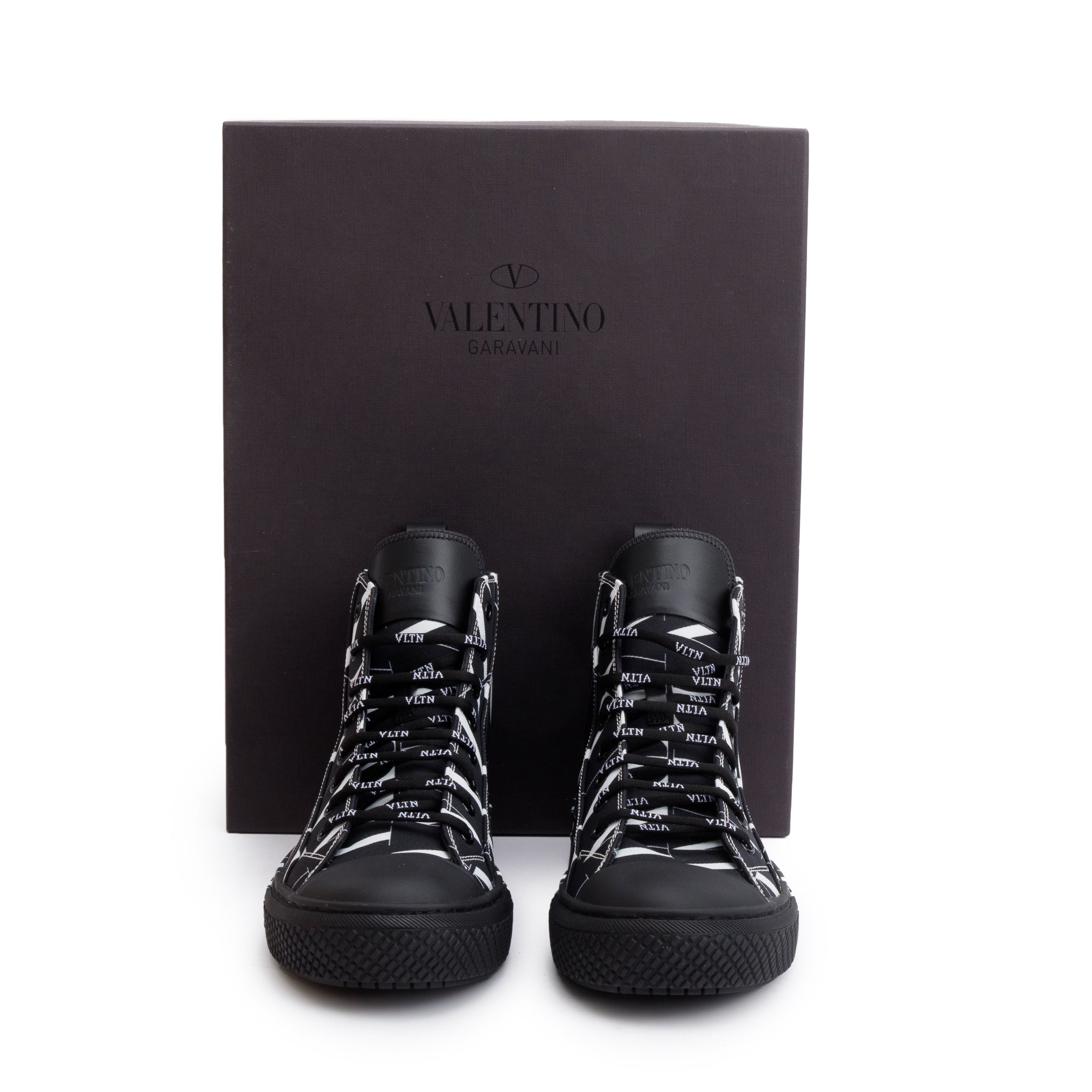 Valentino Black VLTN Canvas Mens Times Giggies High Top Sneakers