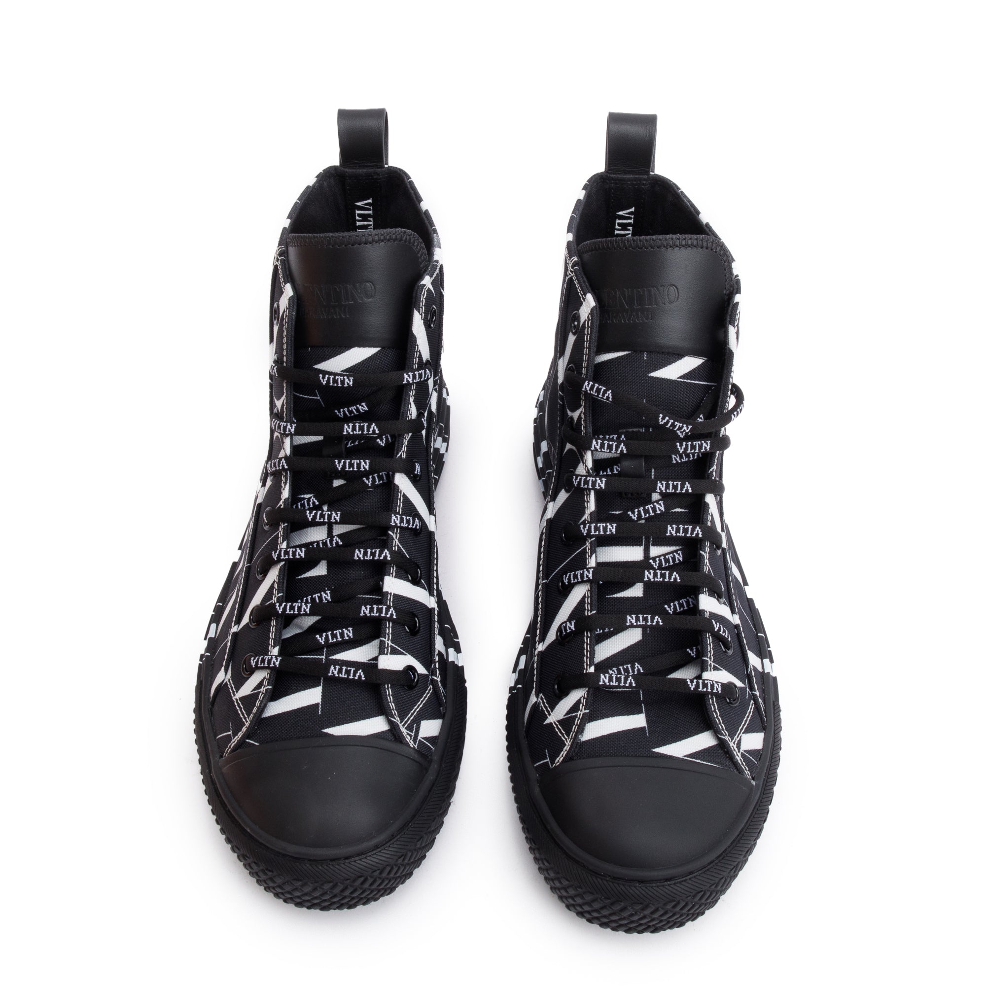 Valentino Black VLTN Canvas Mens Times Giggies High Top Sneakers