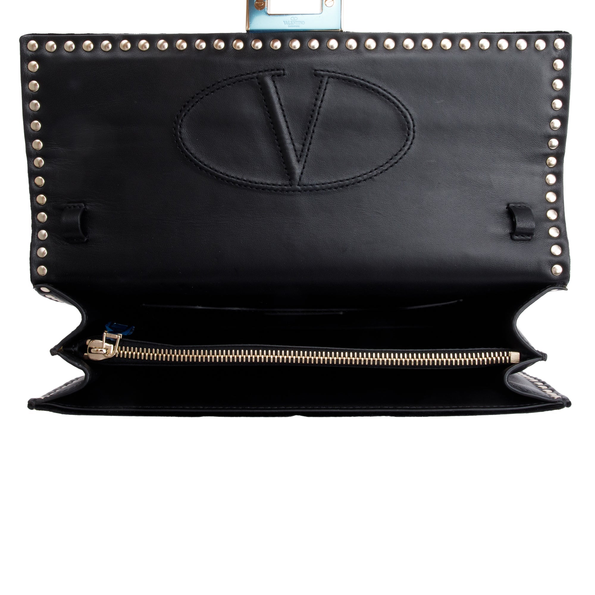Valentino Black Velvet Rockstud No Limit Flap Bag