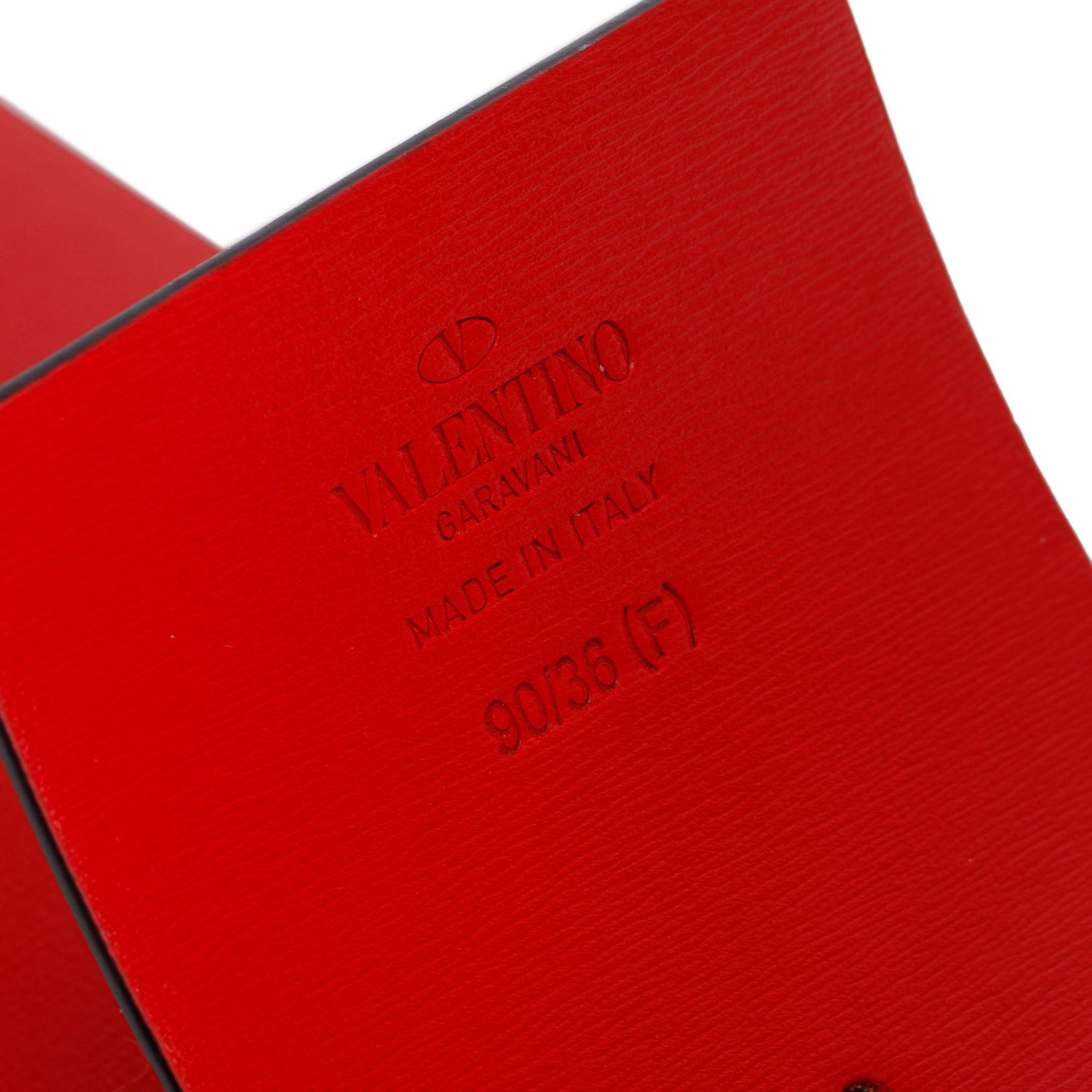 Valentino Black/Red Calfskin Reversible Vlogo Signature 70 MM Leather Wide Belt, 90 36 w/ Box