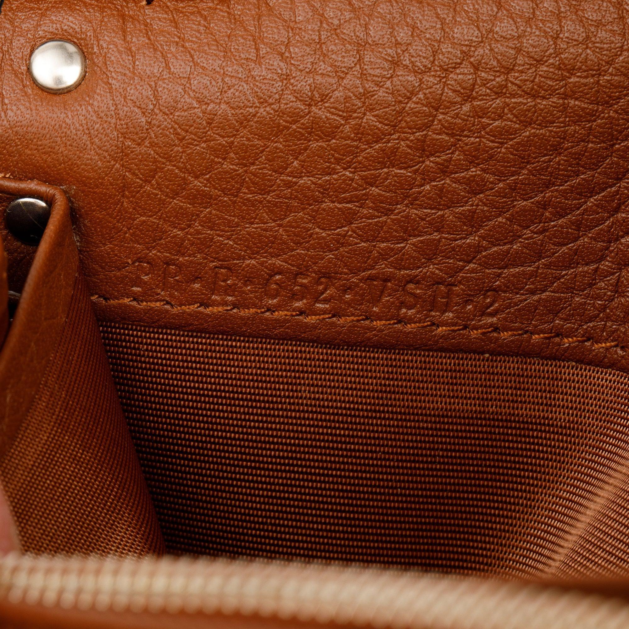 Valentino Brown Grained Leather Rockstud Wallet On Chain