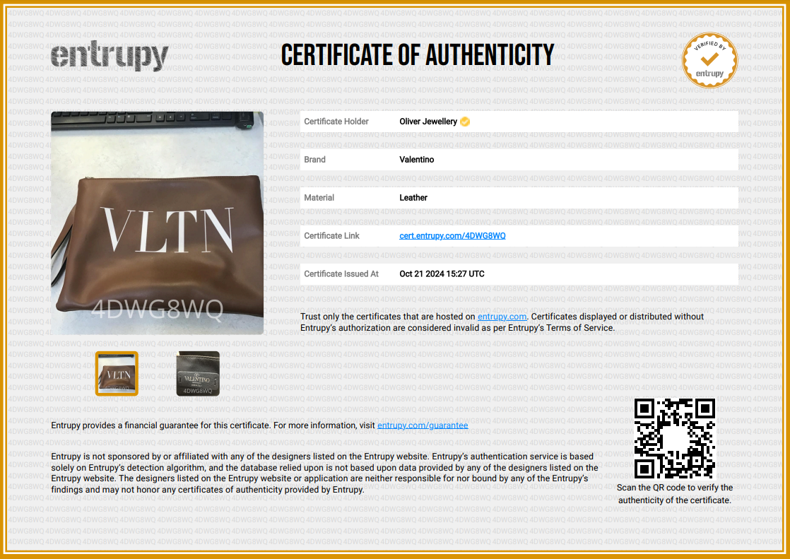 Valentino Brown Leather VLTN Clutch