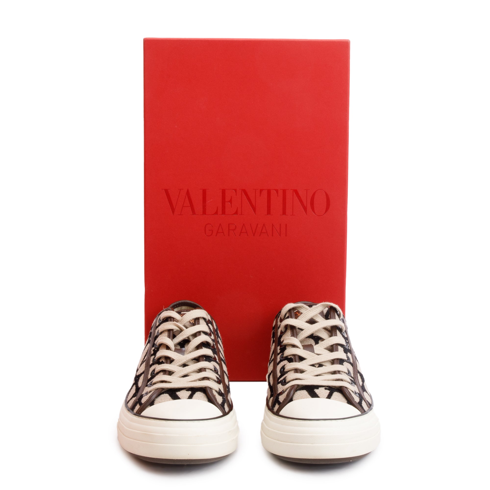 Valentino Brown Toile Iconographe Totaloop Low-Top Sneakers, Size 41 w/ Box