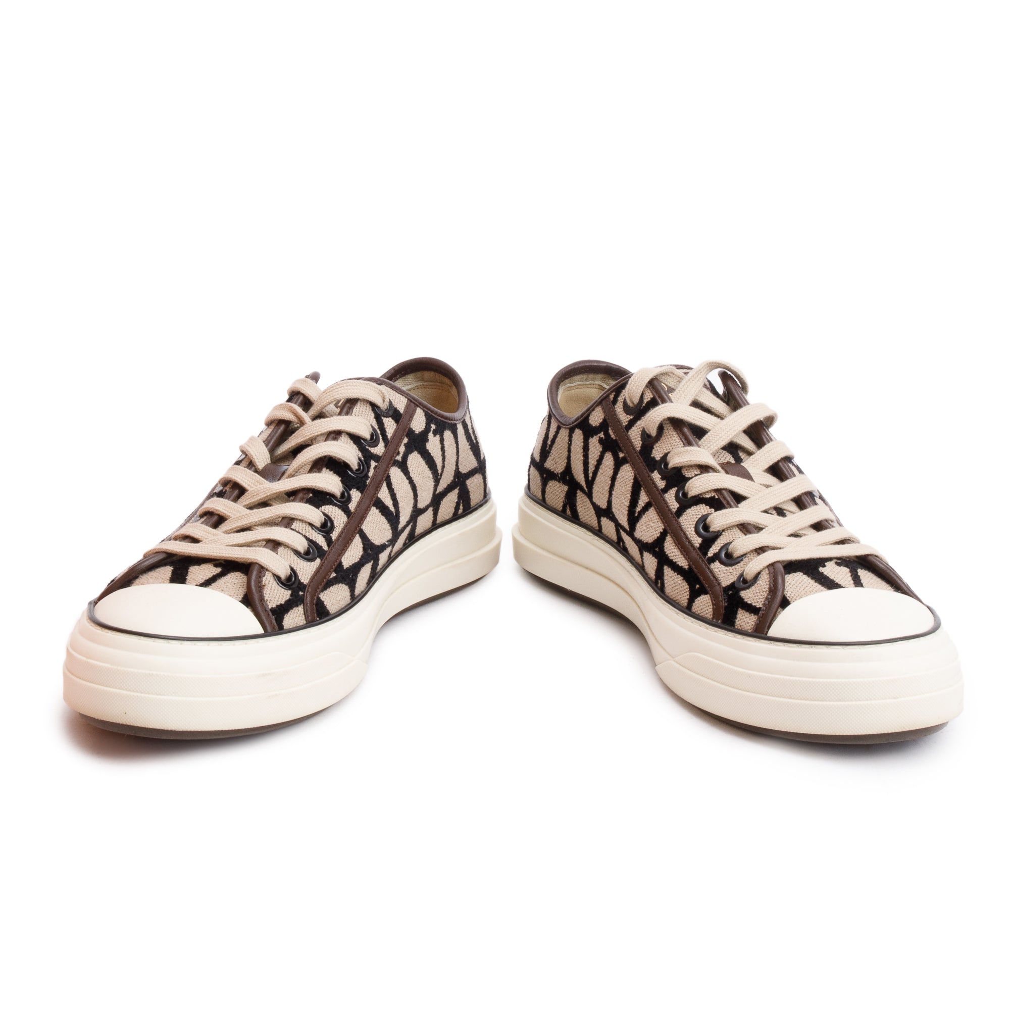 Valentino Brown Toile Iconographe Totaloop Low-Top Sneakers, Size 41 w/ Box