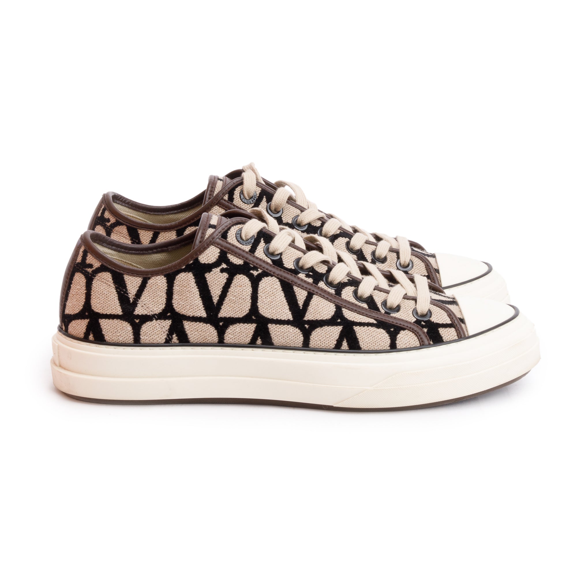 Valentino Brown Toile Iconographe Totaloop Low-Top Sneakers, Size 41 w/ Box