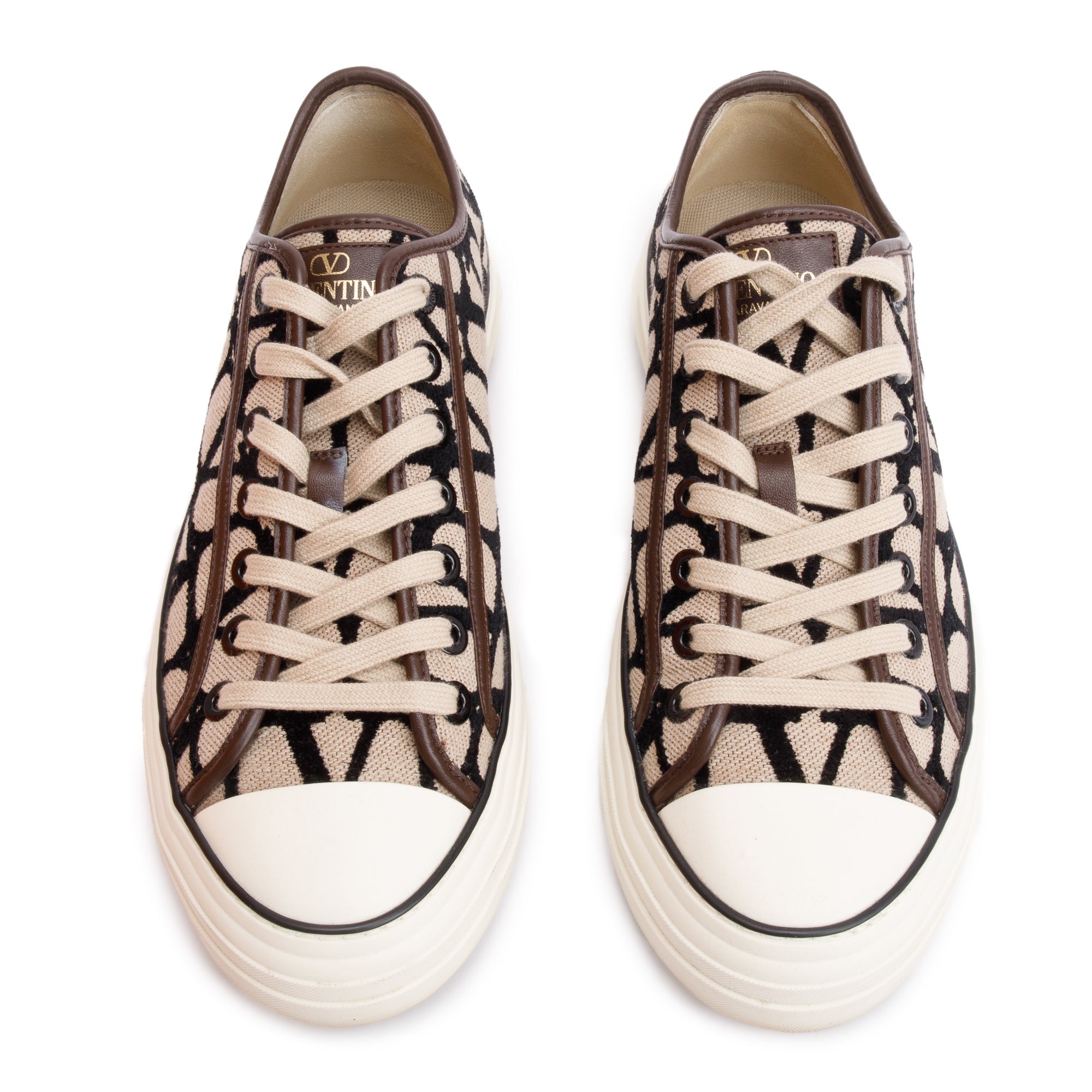Valentino Brown Toile Iconographe Totaloop Low-Top Sneakers, Size 41 w/ Box