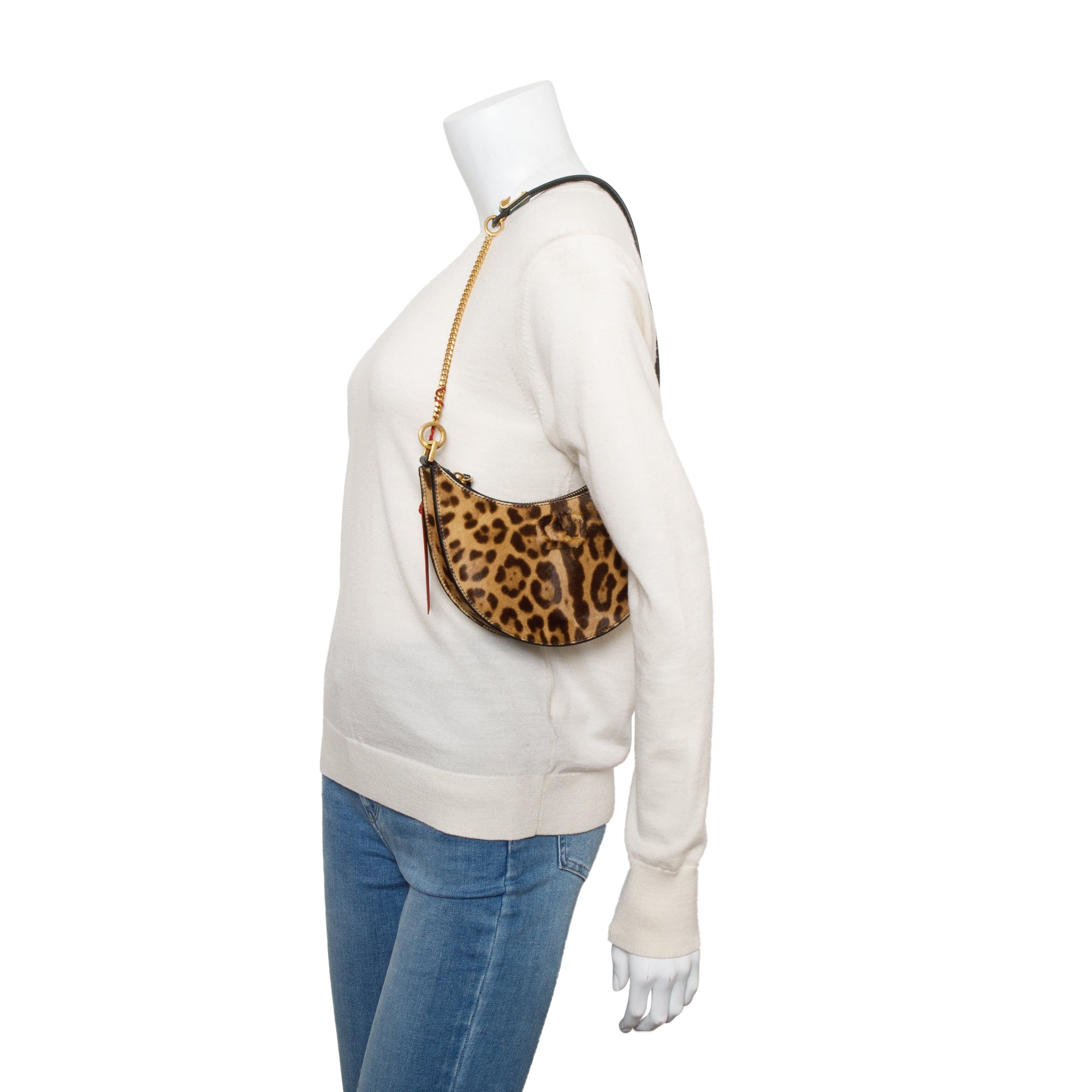 Valentino Calf Hair Leopard Print Mini Vlogo Hobo Bag w/ Box
