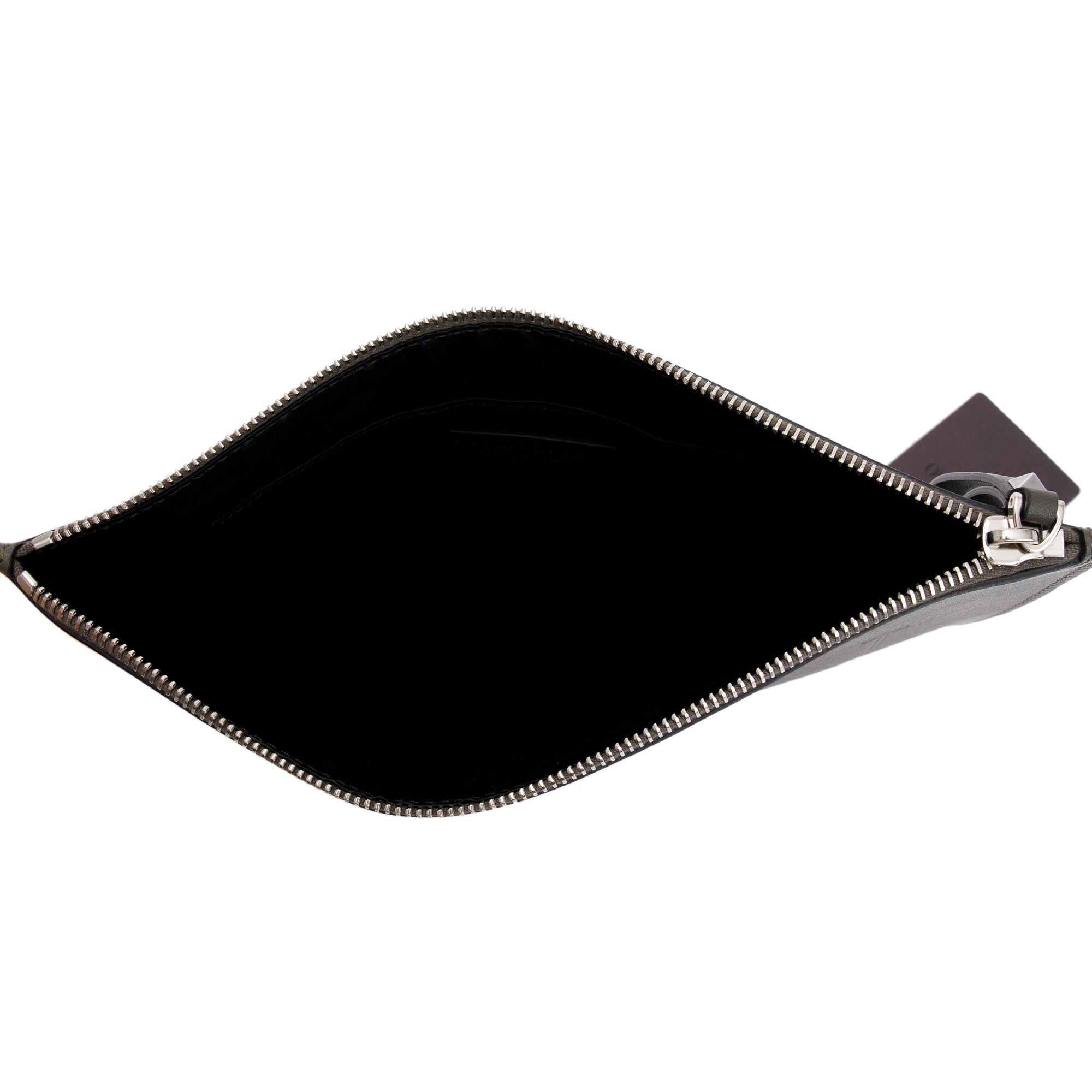 Valentino Grey Calfskin Leather VLTN Flat Pouch