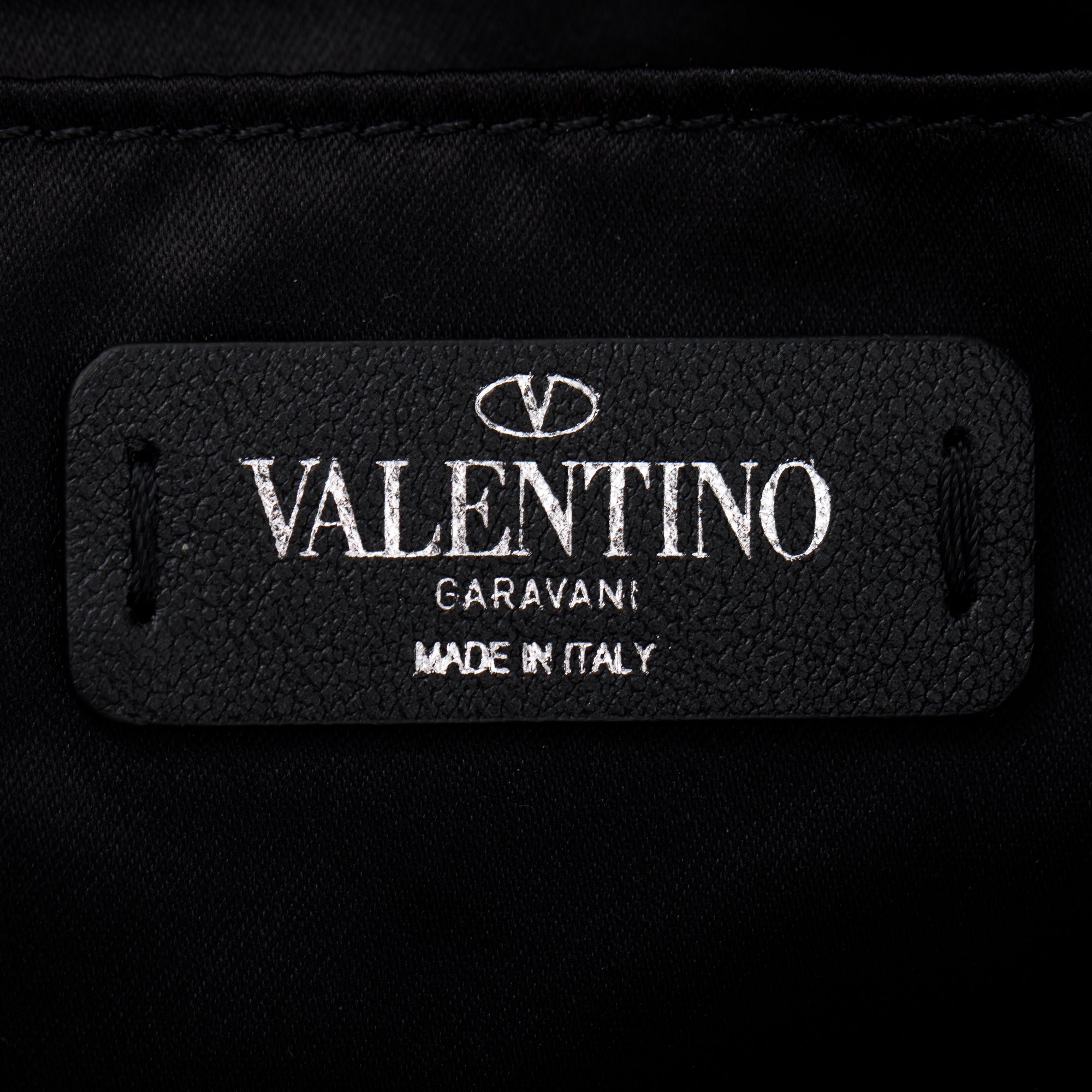 Valentino Grey Calfskin Leather VLTN Flat Pouch