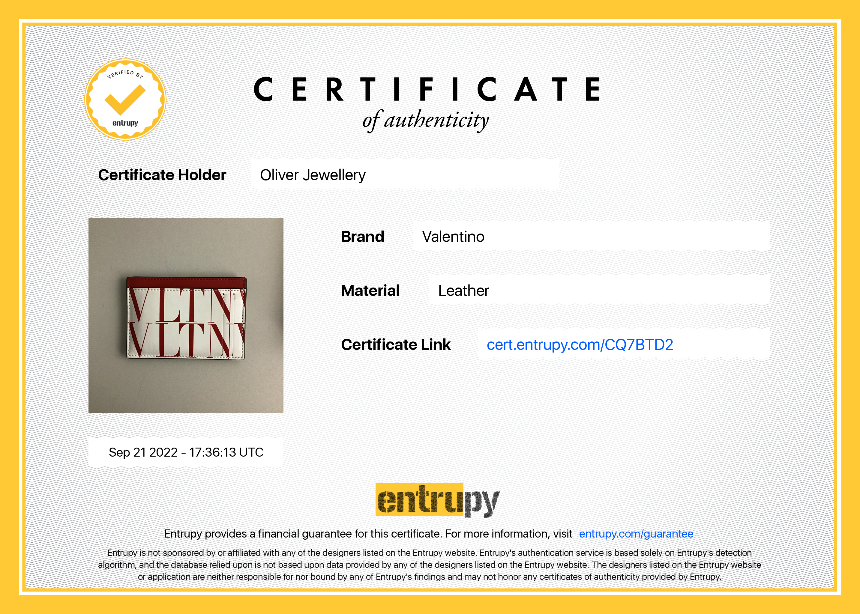 Valentino Leather Logo Card Holder w/ Box