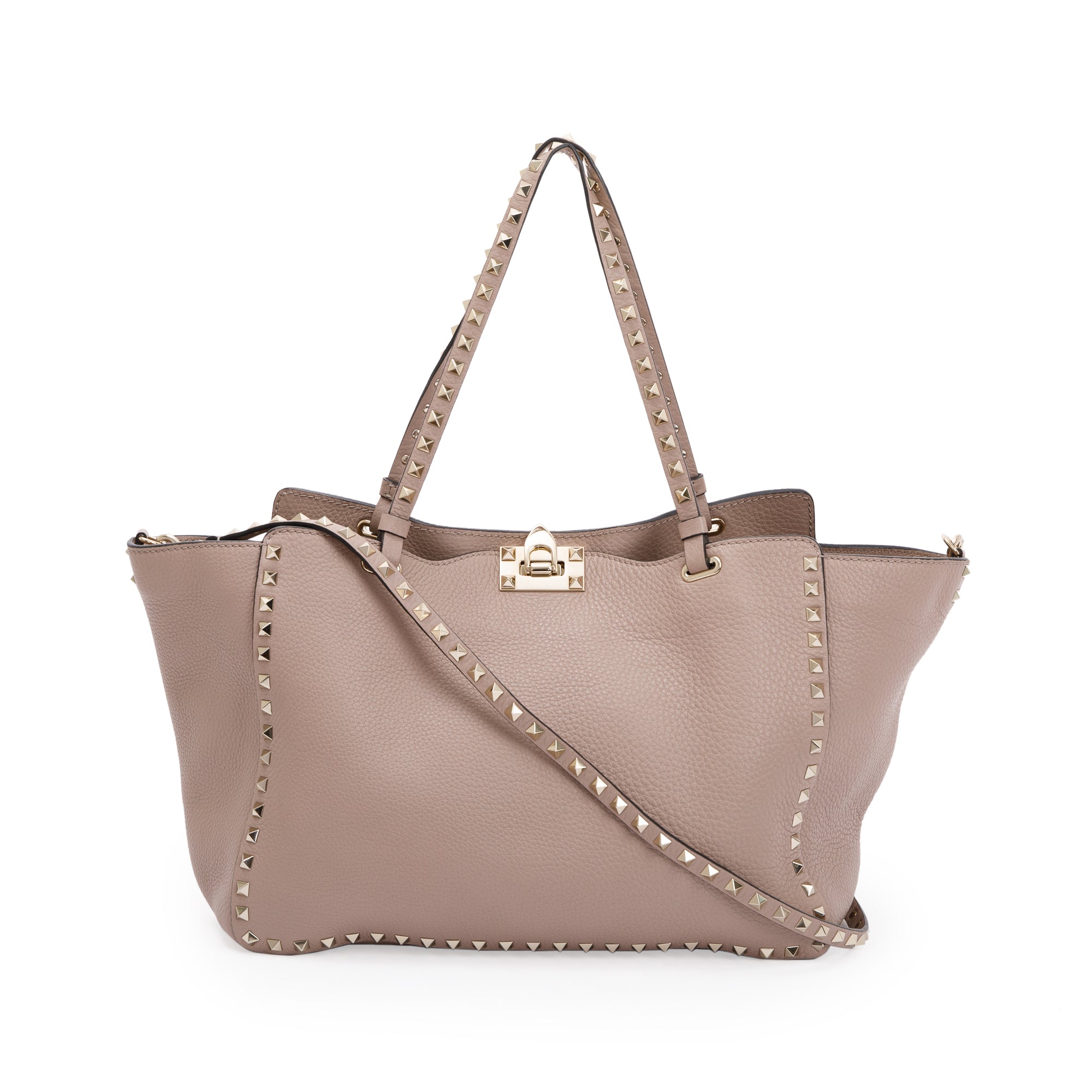 Valentino Medium Grainy Calfskin Rockstud Tote Bag w/ Strap