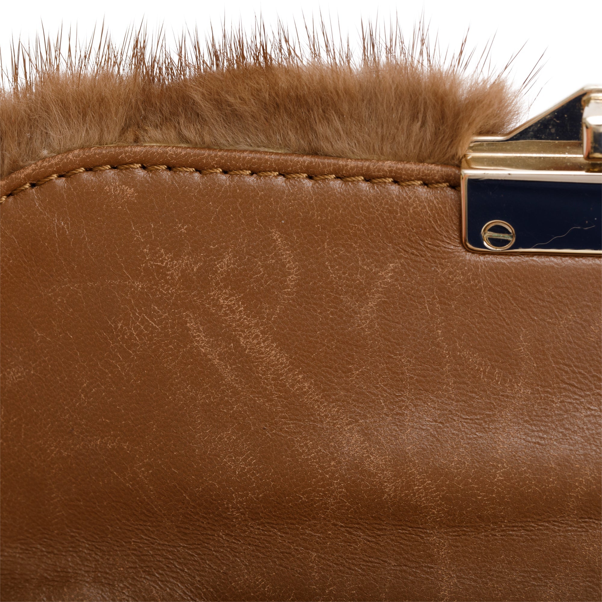 Valentino Multicolor Mink Fur Calfskin Leather Small Glam Lock Rockstud Flap Bag