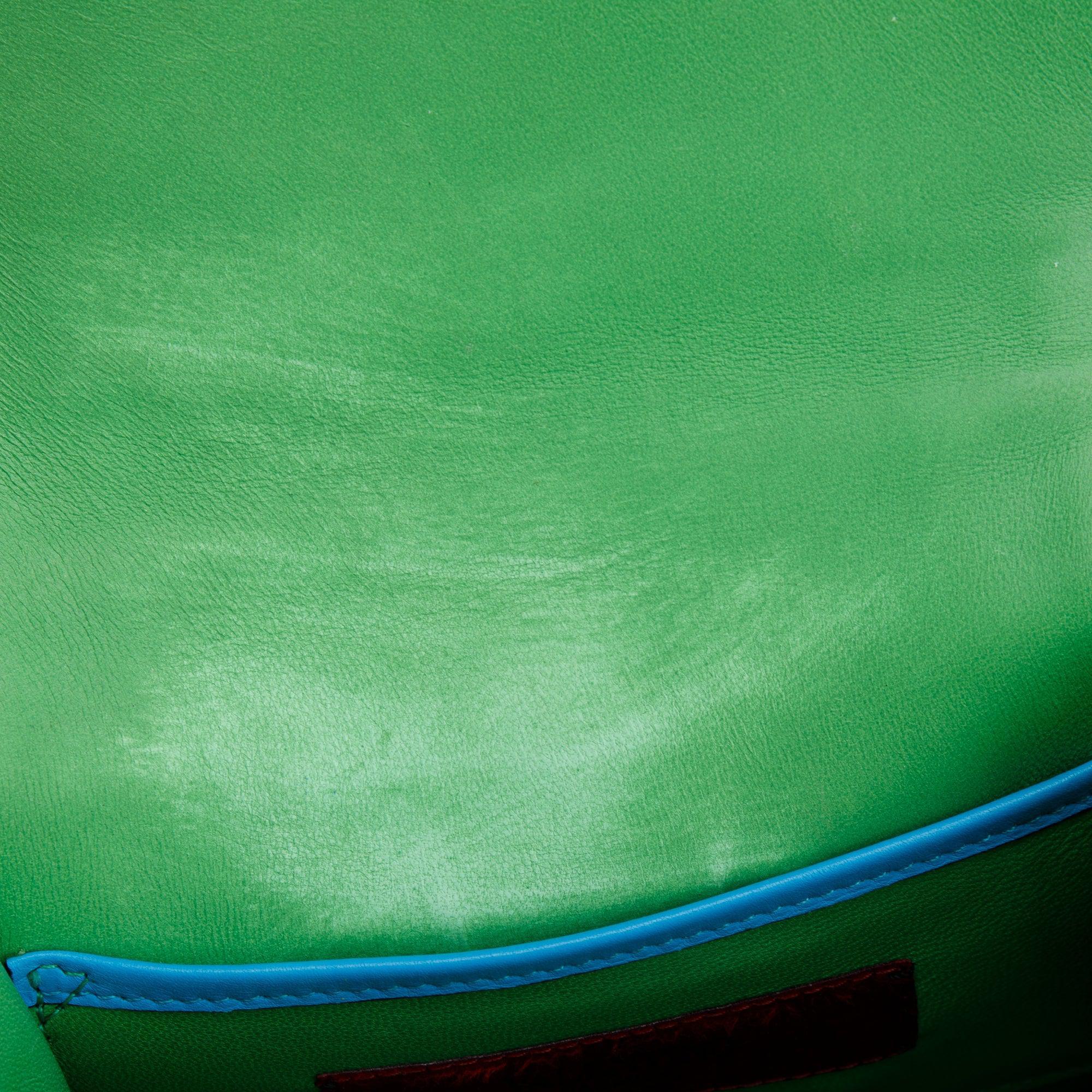 Valentino Multicolor Striped Calfskin Leather Mini 1973 Glam Lock Chain Bag