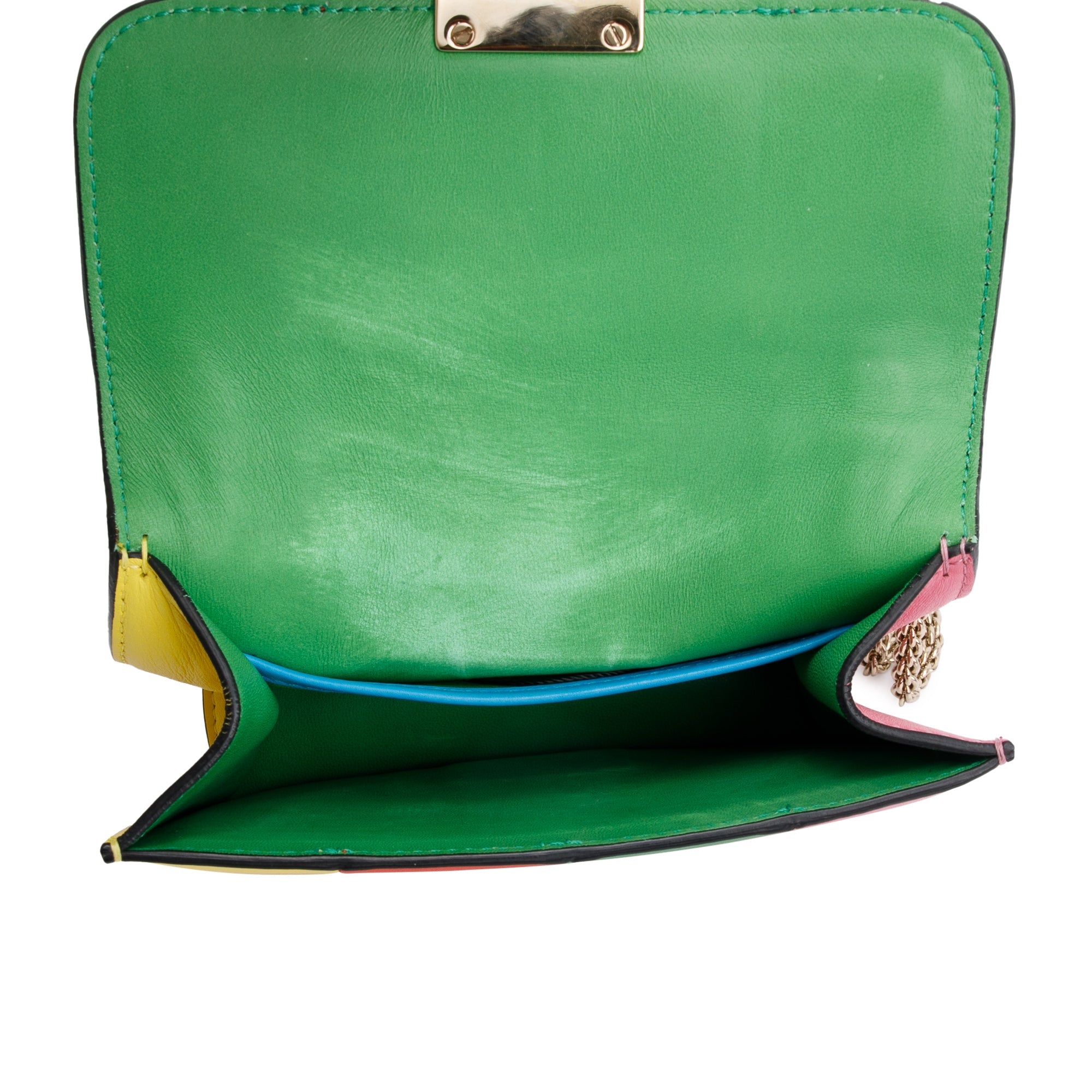 Valentino Multicolor Striped Calfskin Leather Mini 1973 Glam Lock Chain Bag