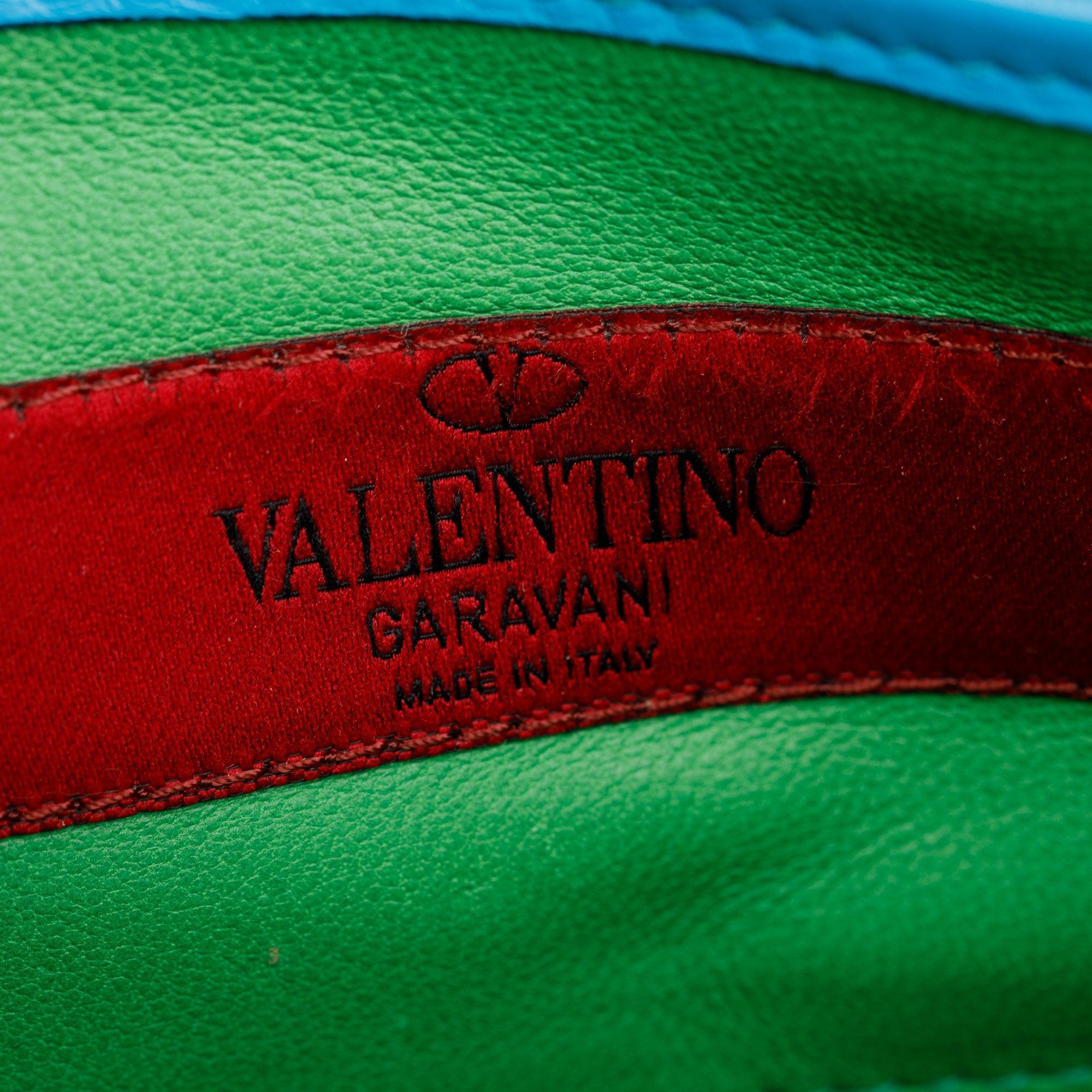 Valentino Multicolor Striped Calfskin Leather Mini 1973 Glam Lock Chain Bag