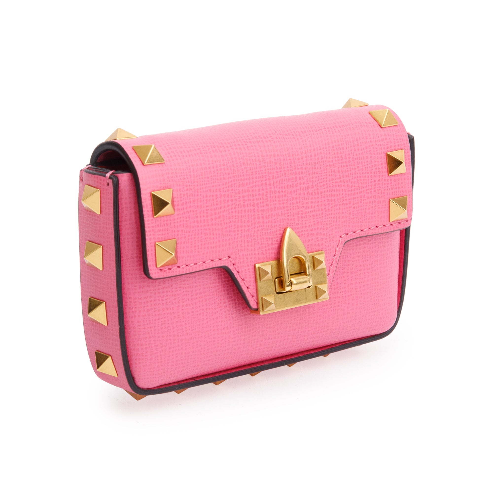 Valentino Pink Calfskin Leather Rockstud Micro Chain Bag w/ Box