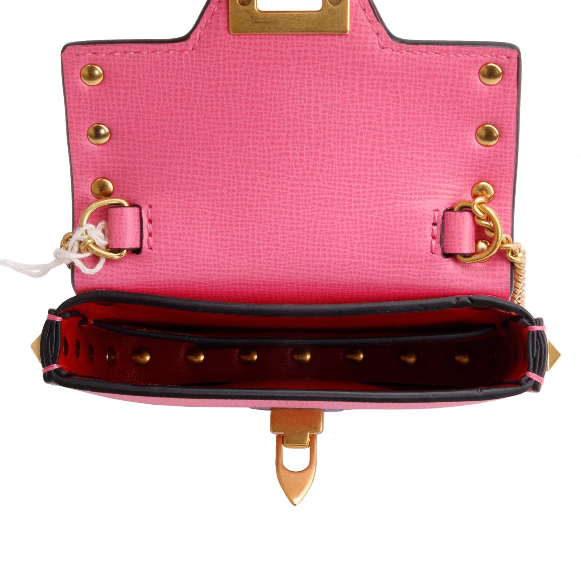 Valentino Pink Calfskin Leather Rockstud Micro Chain Bag w/ Box
