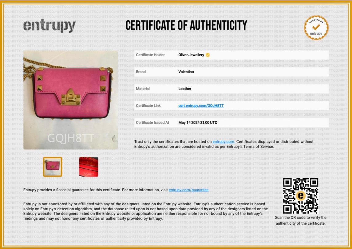 Valentino Pink Calfskin Leather Rockstud Micro Chain Bag w/ Box