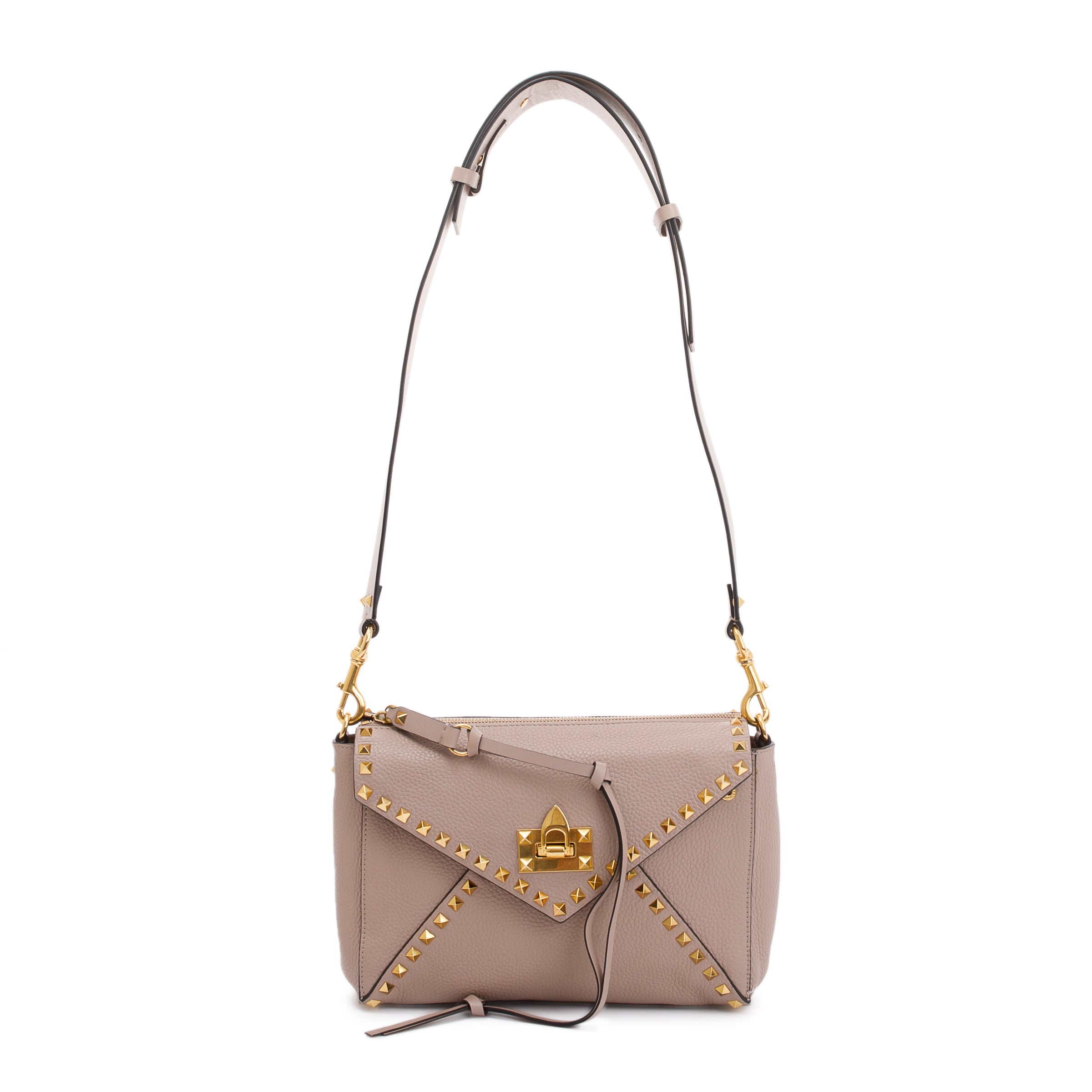 Valentino Pink Grained Calfskin Medium Rockstud Hype Shoulder Bag