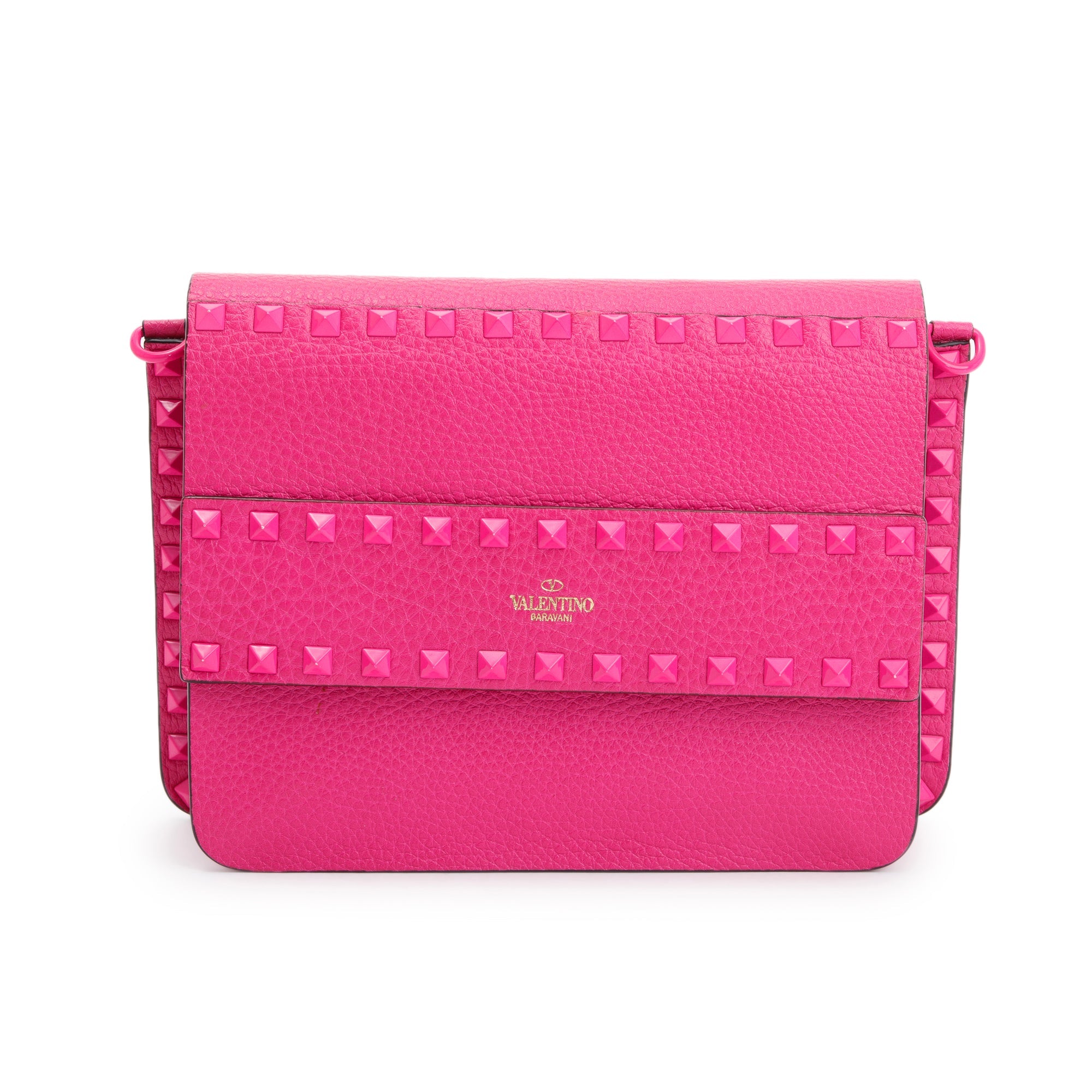 Valentino Pink Grainy Calfskin Leather Small Rockstud Crossbody Bag