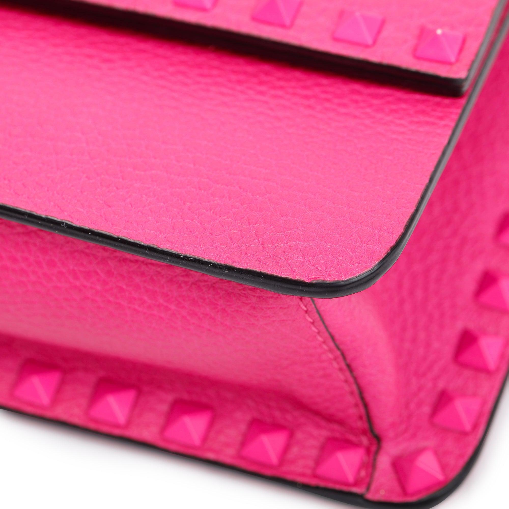 Valentino Pink Grainy Calfskin Leather Small Rockstud Crossbody Bag
