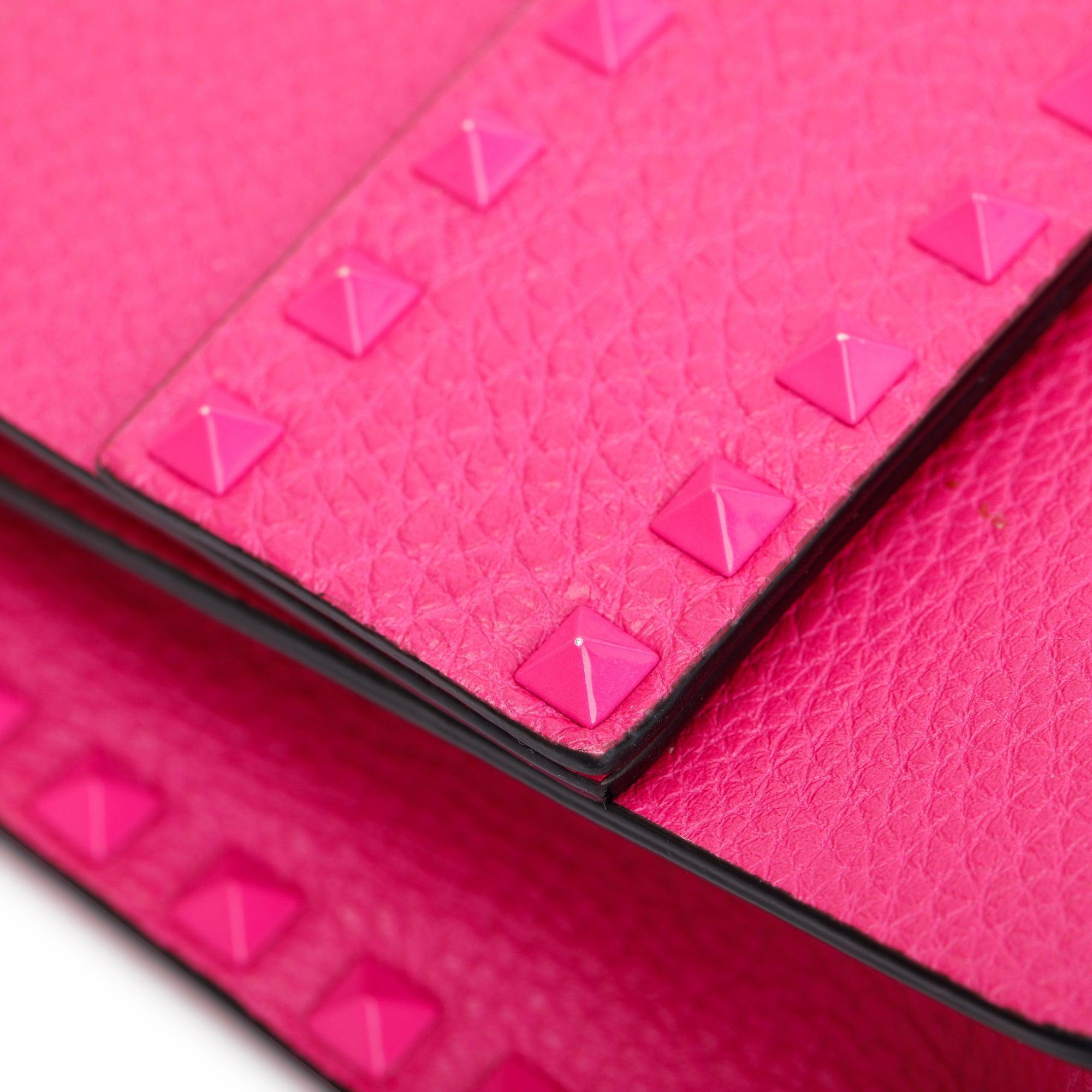 Valentino Pink Grainy Calfskin Leather Small Rockstud Crossbody Bag