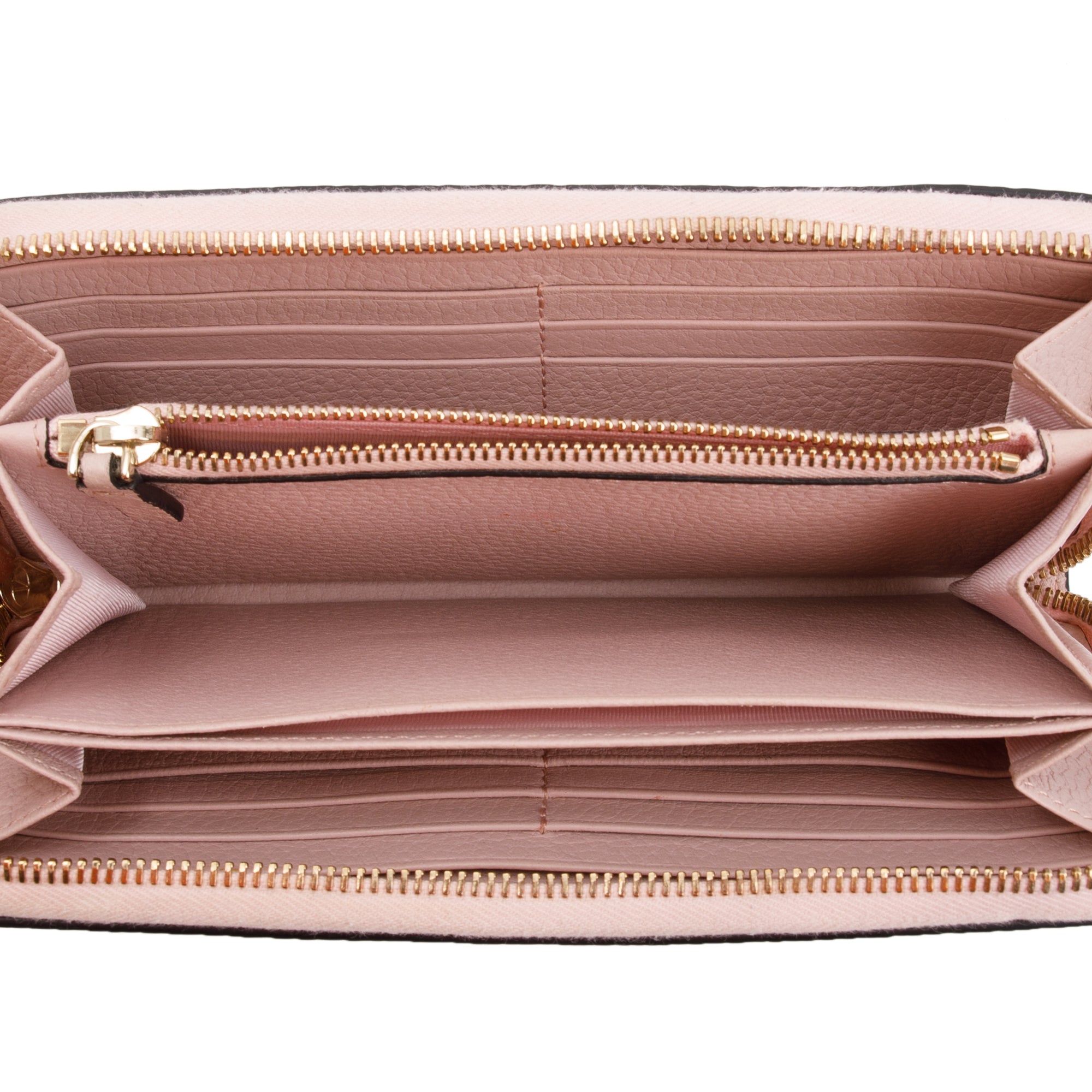 Valentino Pink Pebbled Calfskin Rockstud Zip Around Wallet w/ Box