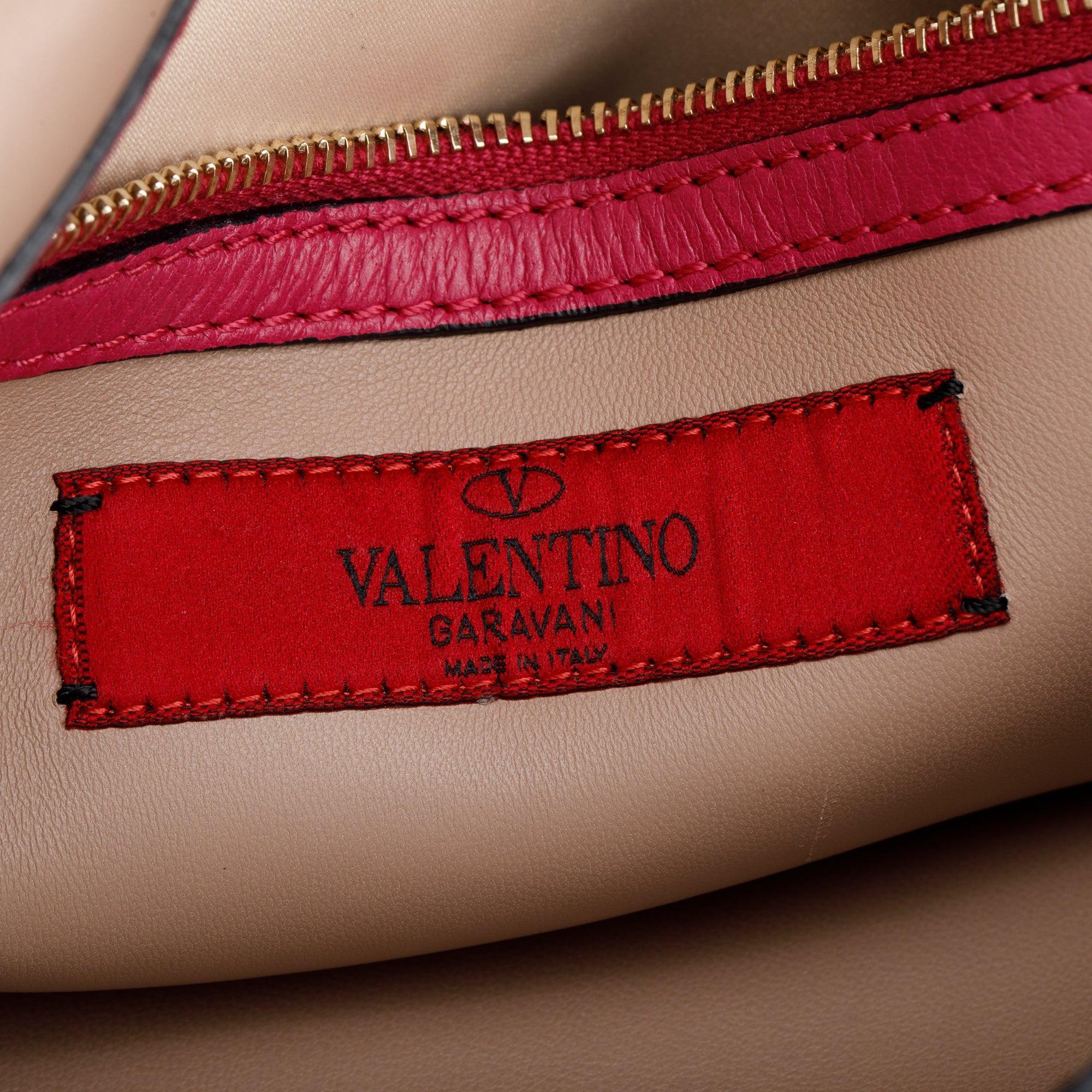 Valentino Pink Smooth Calfskin Leather Rockstud Wristlet Clutch w/ Wrist Strap