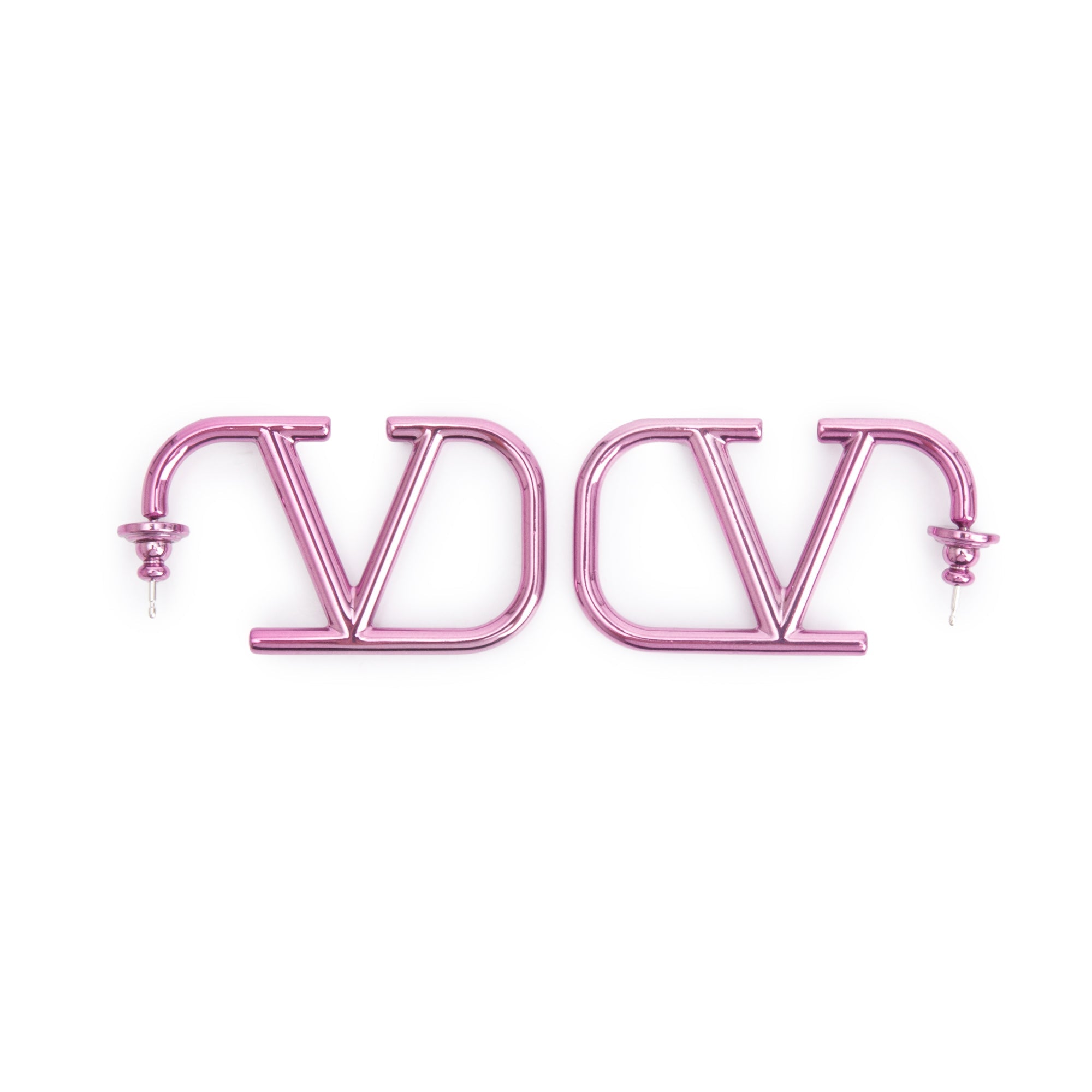 Valentino Purple VLogo Signature Hoop Earrings w/ Box