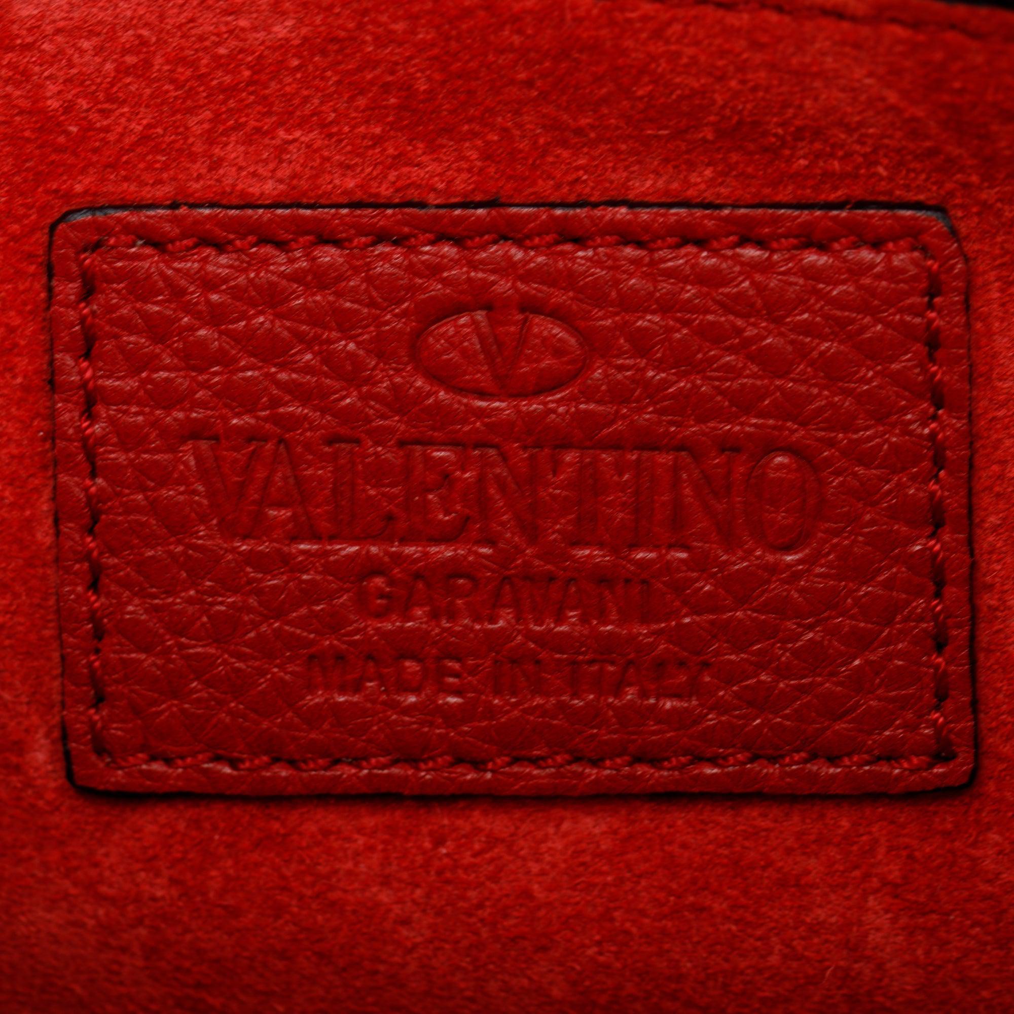 Valentino Red Calfskin Leather Rockstud Crossbody Bag