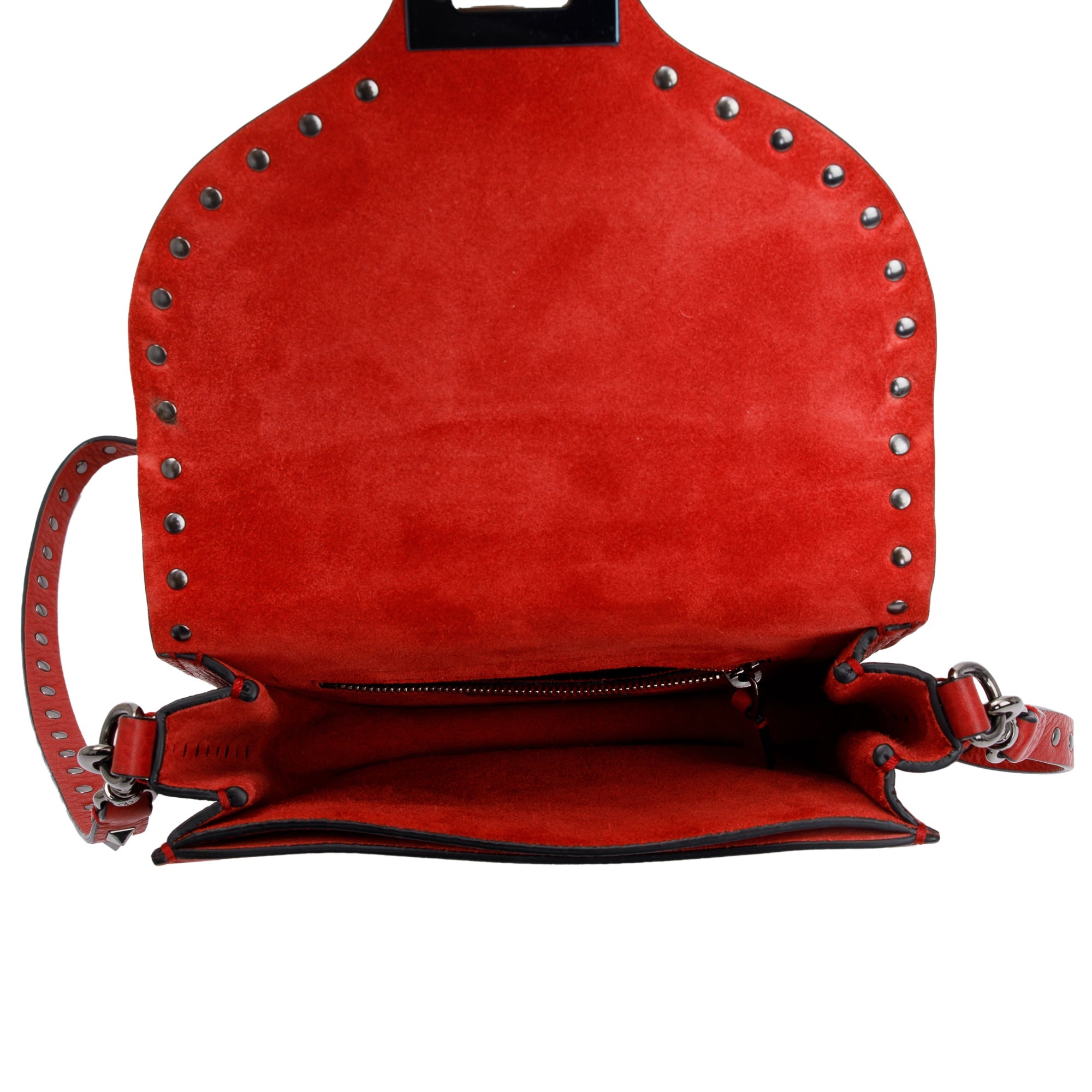 Valentino Red Calfskin Leather Rockstud Crossbody Bag
