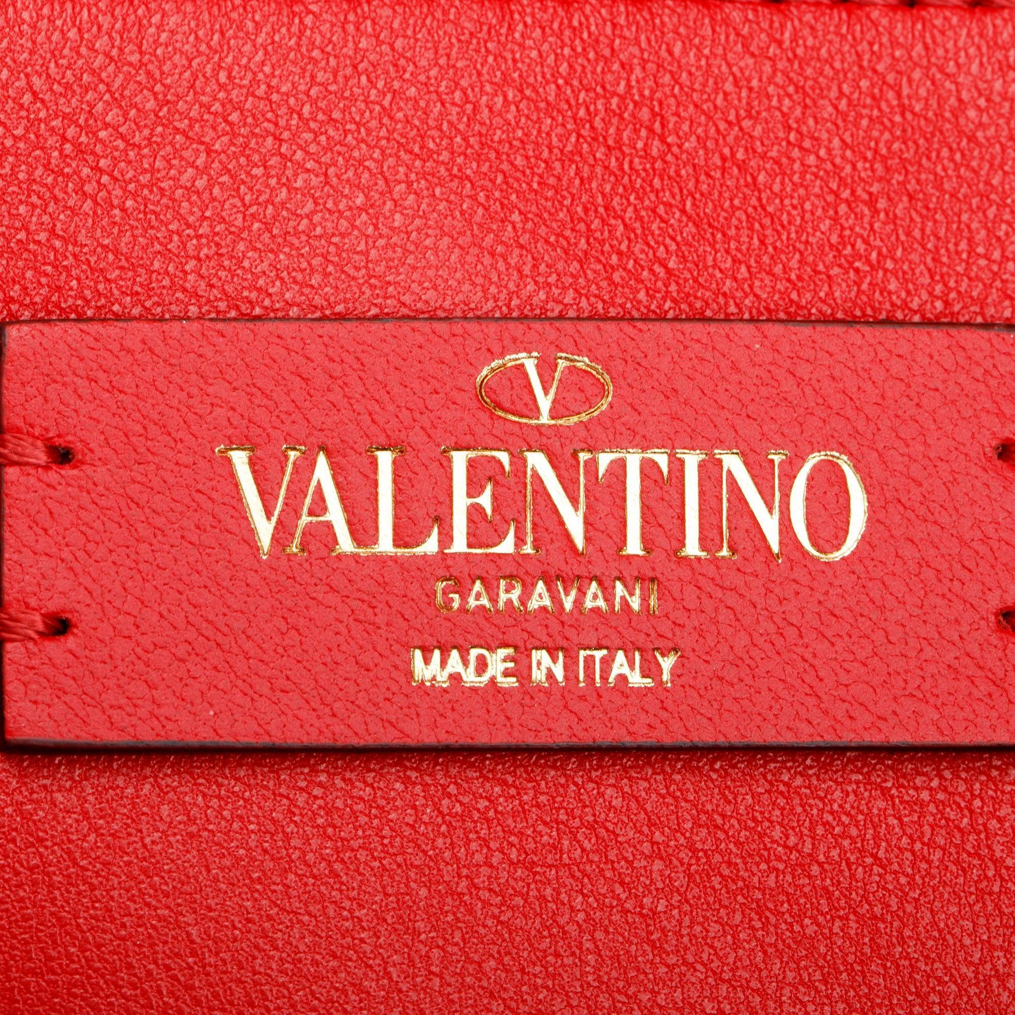 Valentino Red Calfskin Leather VChain Top Handle Bag