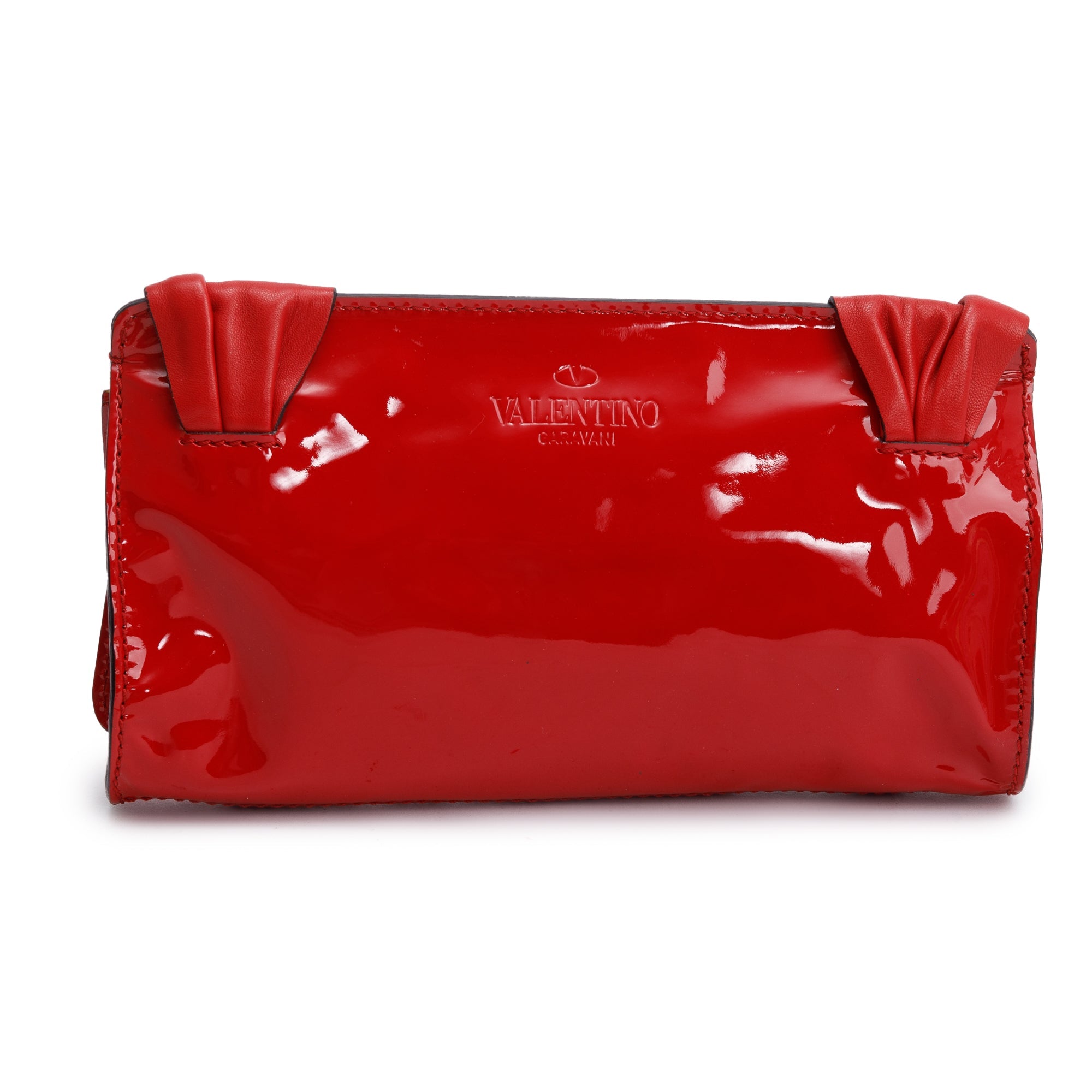 Valentino Red Patent Leather Bow Clutch