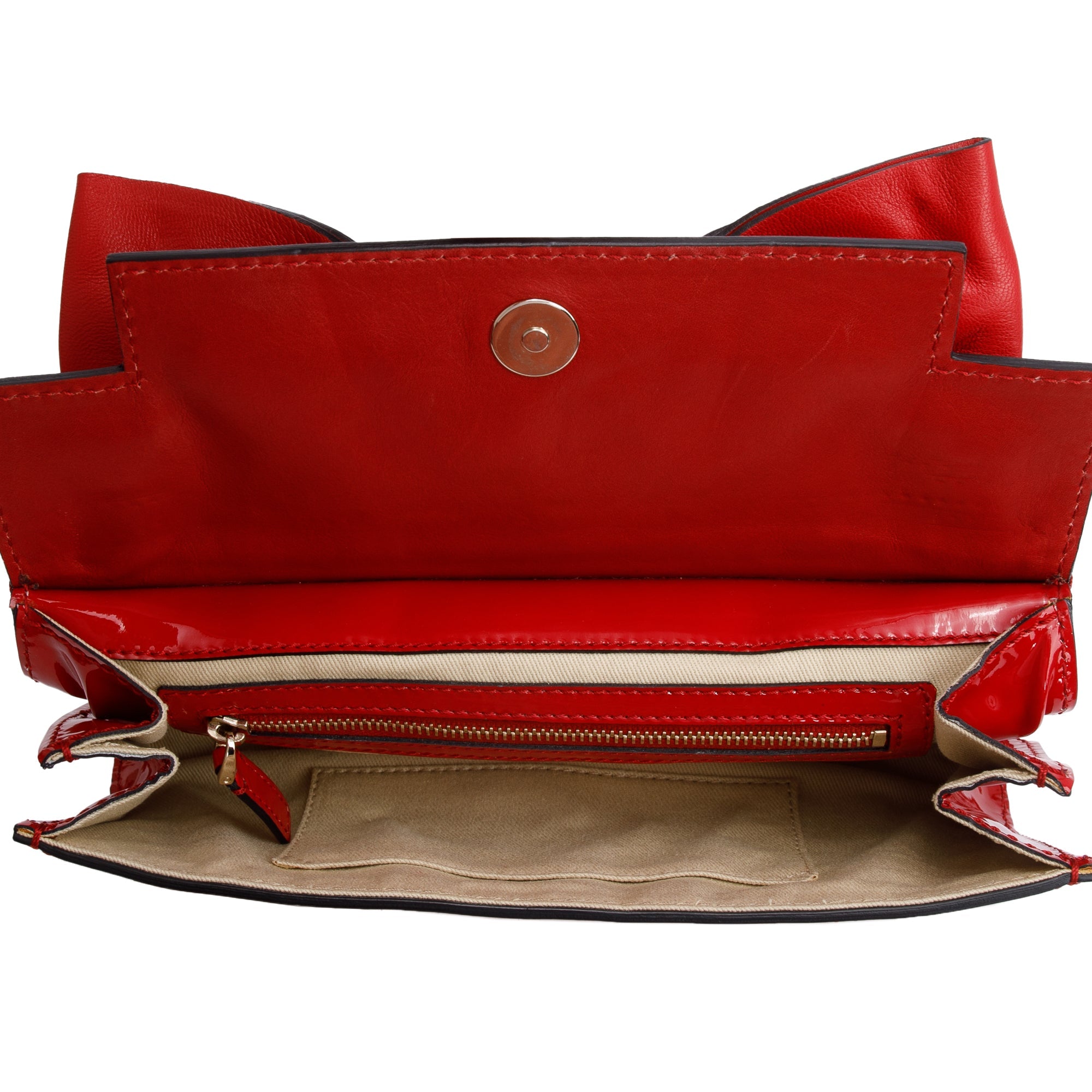 Valentino Red Patent Leather Bow Clutch