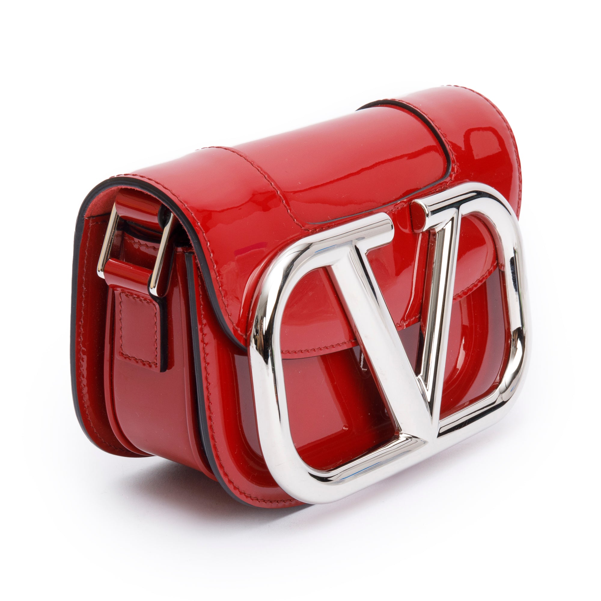 Valentino Red Patent Leather Small Supervee Crossbody Bag