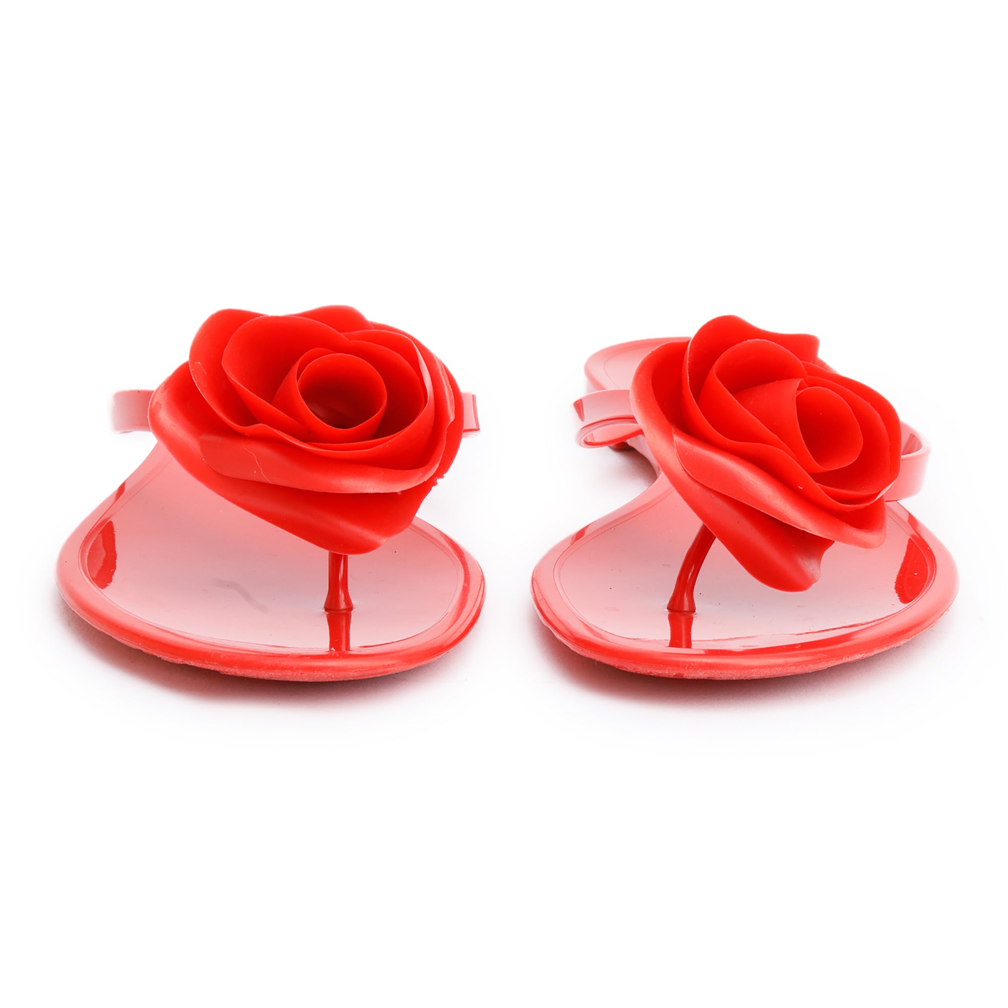 Valentino Red Rubber Rose Jelly Thong Sandals, Size 39