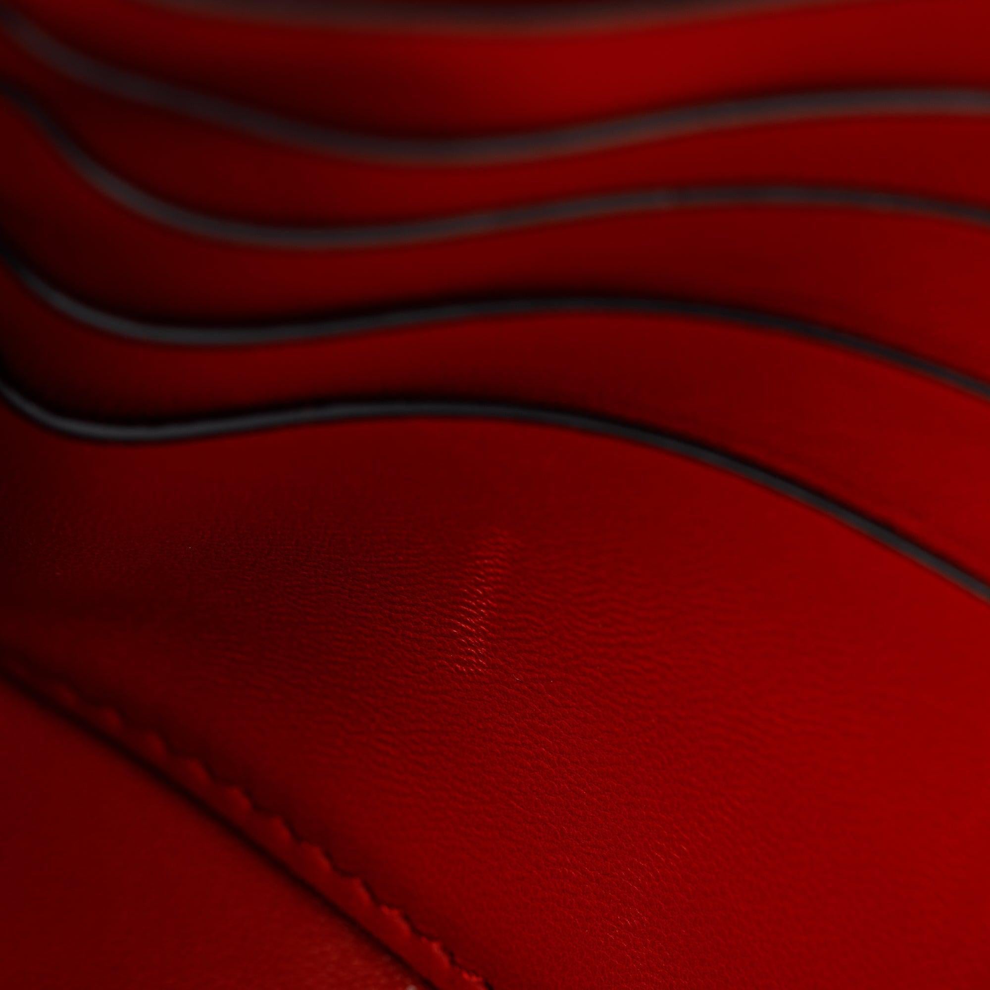 Valentino Red Velvet Rockstud Spike Wallet On Chain