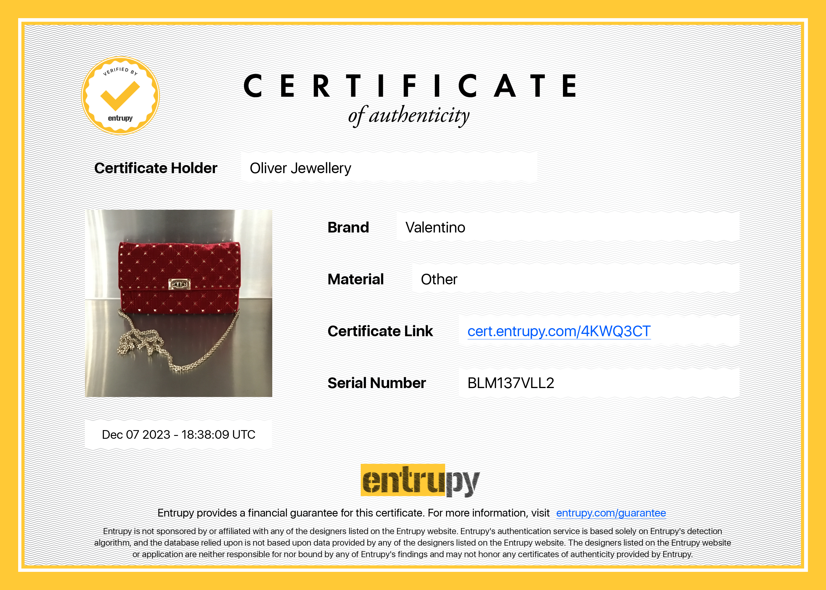 Valentino Red Velvet Rockstud Spike Wallet On Chain