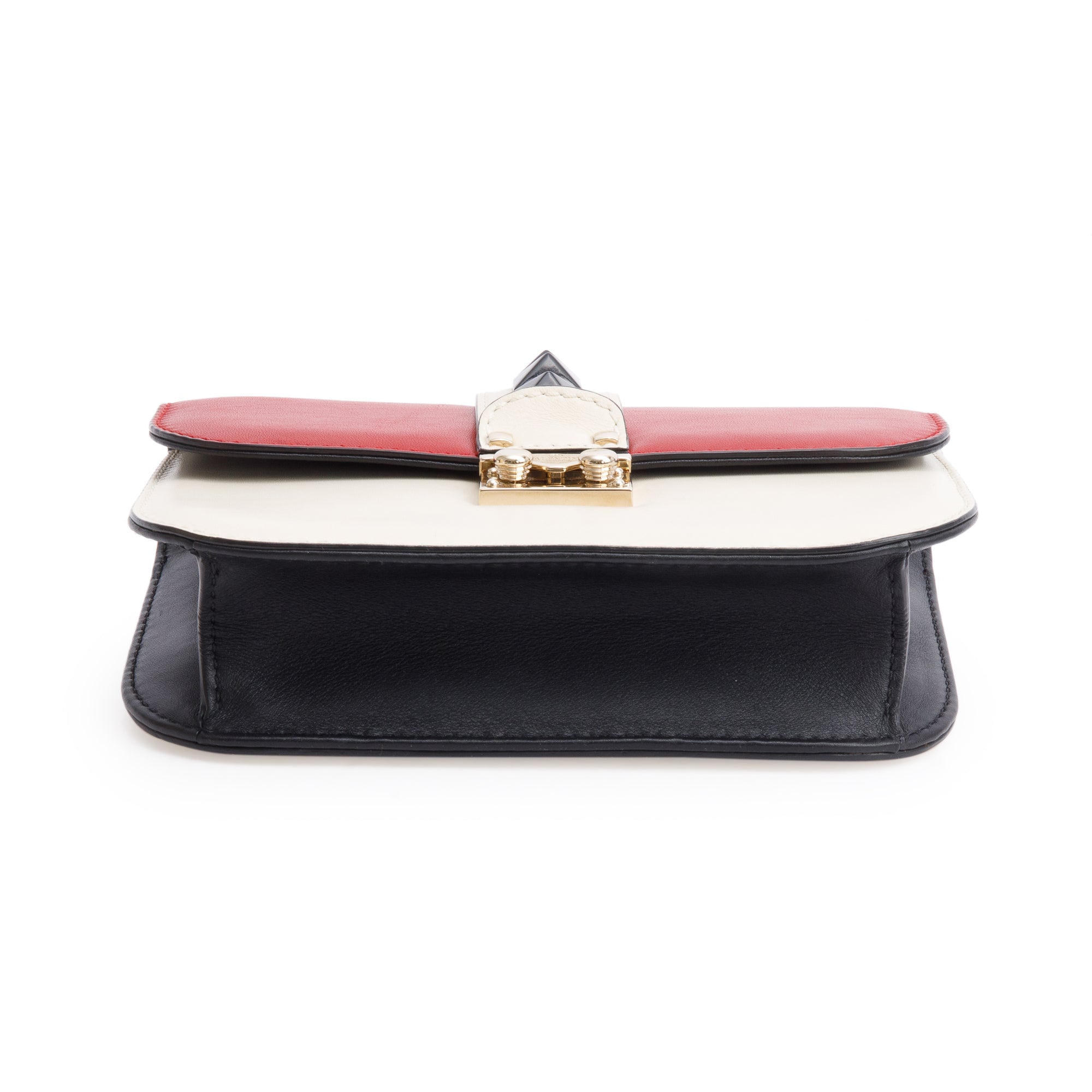 Valentino Tri-color Calfskin Leather Small Glam Lock Chain Bag