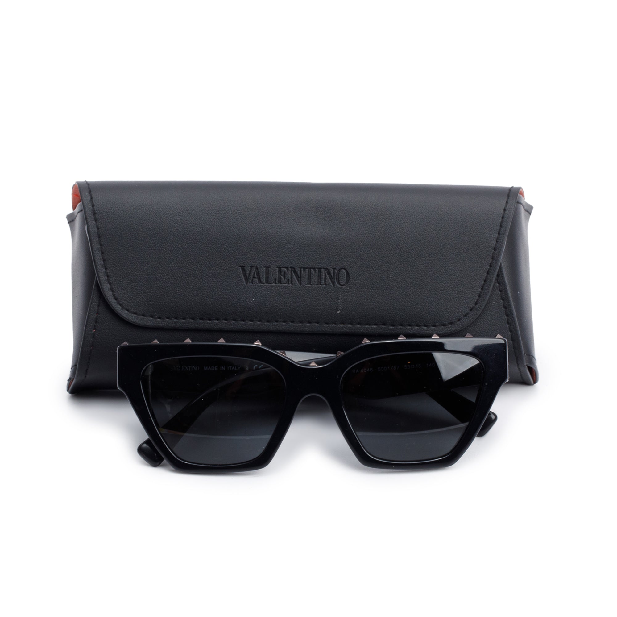 Valentino VA4046 Black Acetate Rockstud Cat-Eye Sunglasses w/ Case