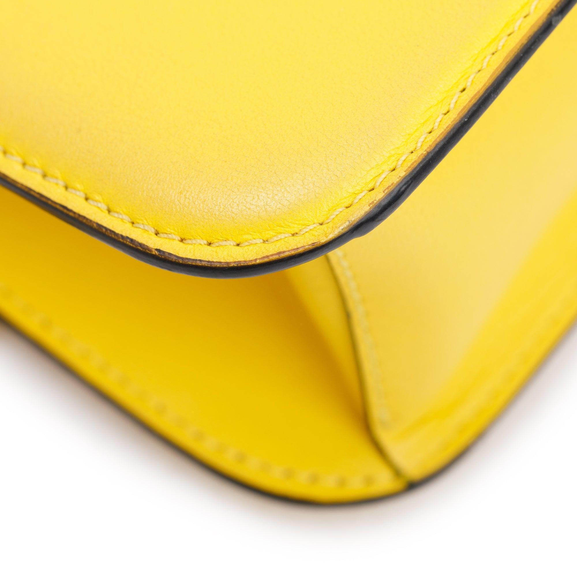 Valentino Yellow Calfskin Leather Vlogo Loco Shoulder Bag