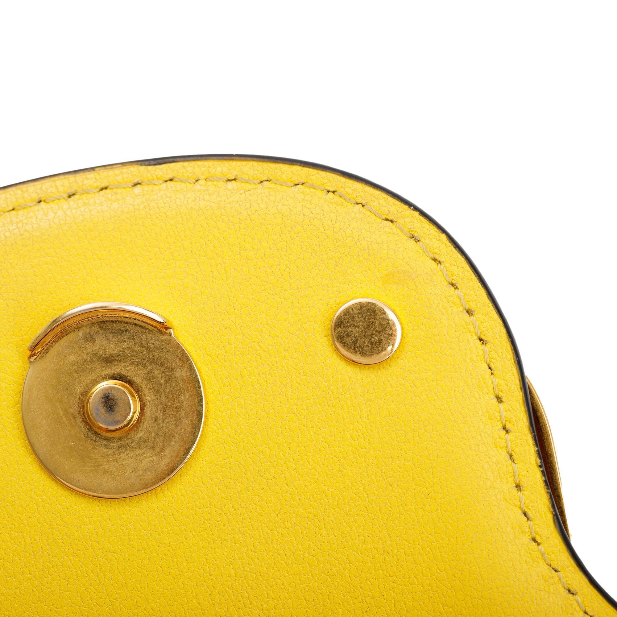 Valentino Yellow Calfskin Leather Vlogo Loco Shoulder Bag