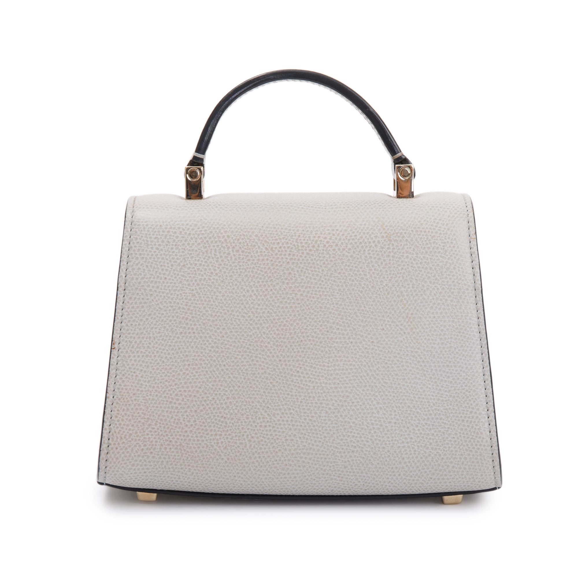 Valextra Grey Leather Iside Micro Top Handle Flap Bag w/ Strap