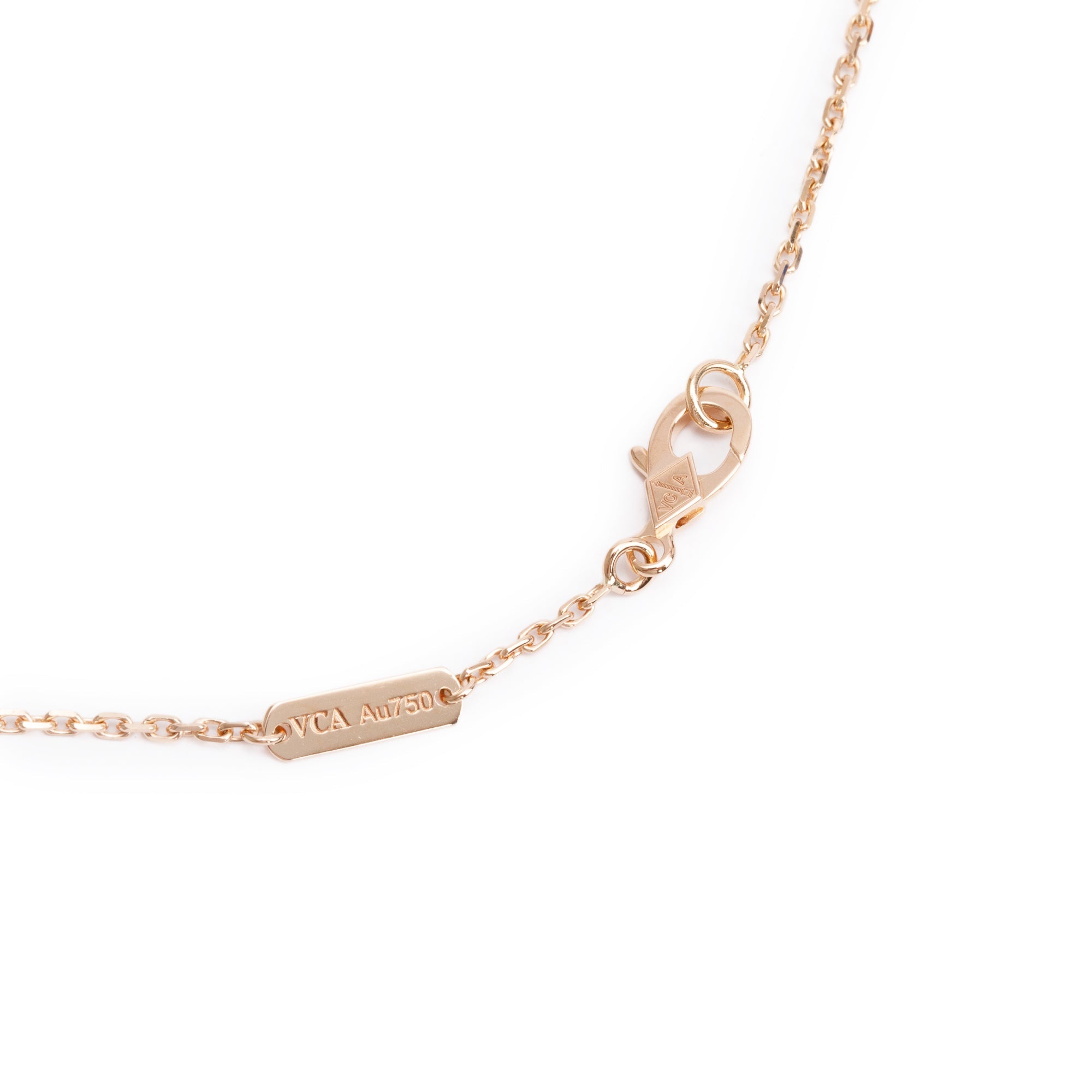 Van Cleef & Arpels 18k Rose Gold Grey Mother of Pearl Vintage Alhambra Pendant Necklace w/ Box