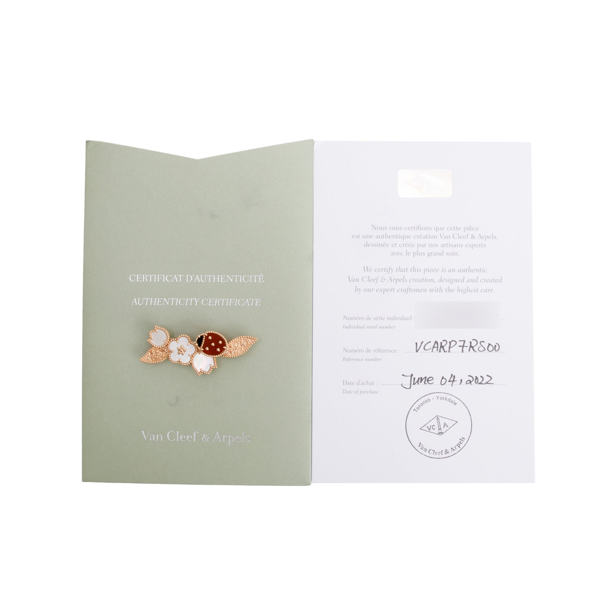 Van Cleef & Arpels 18k Rose Gold Lucky Spring Clip w/ Certificate